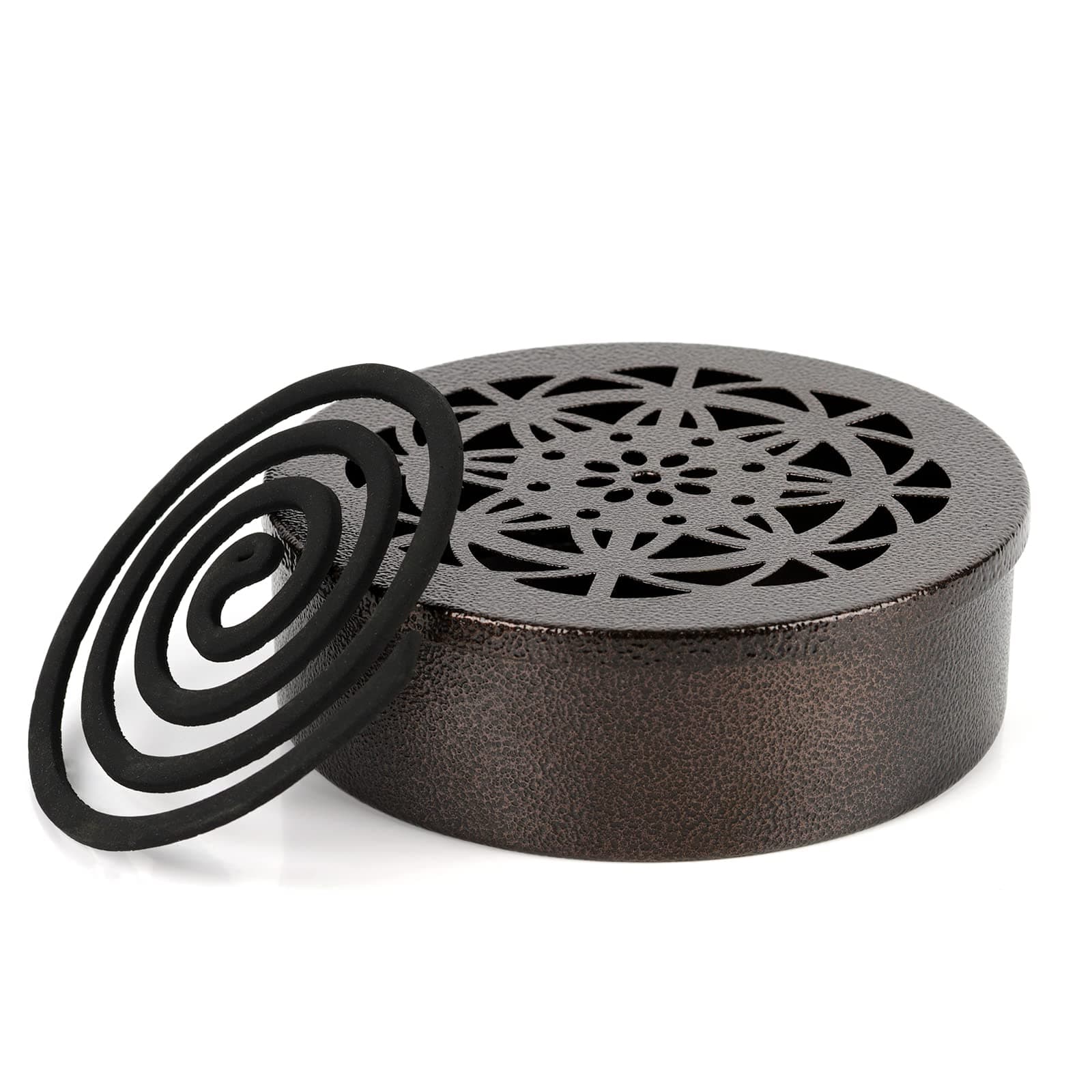 Classical Design Portable Mosquito Coil Holder Box Iron Case Holder with Lid (Random Color)