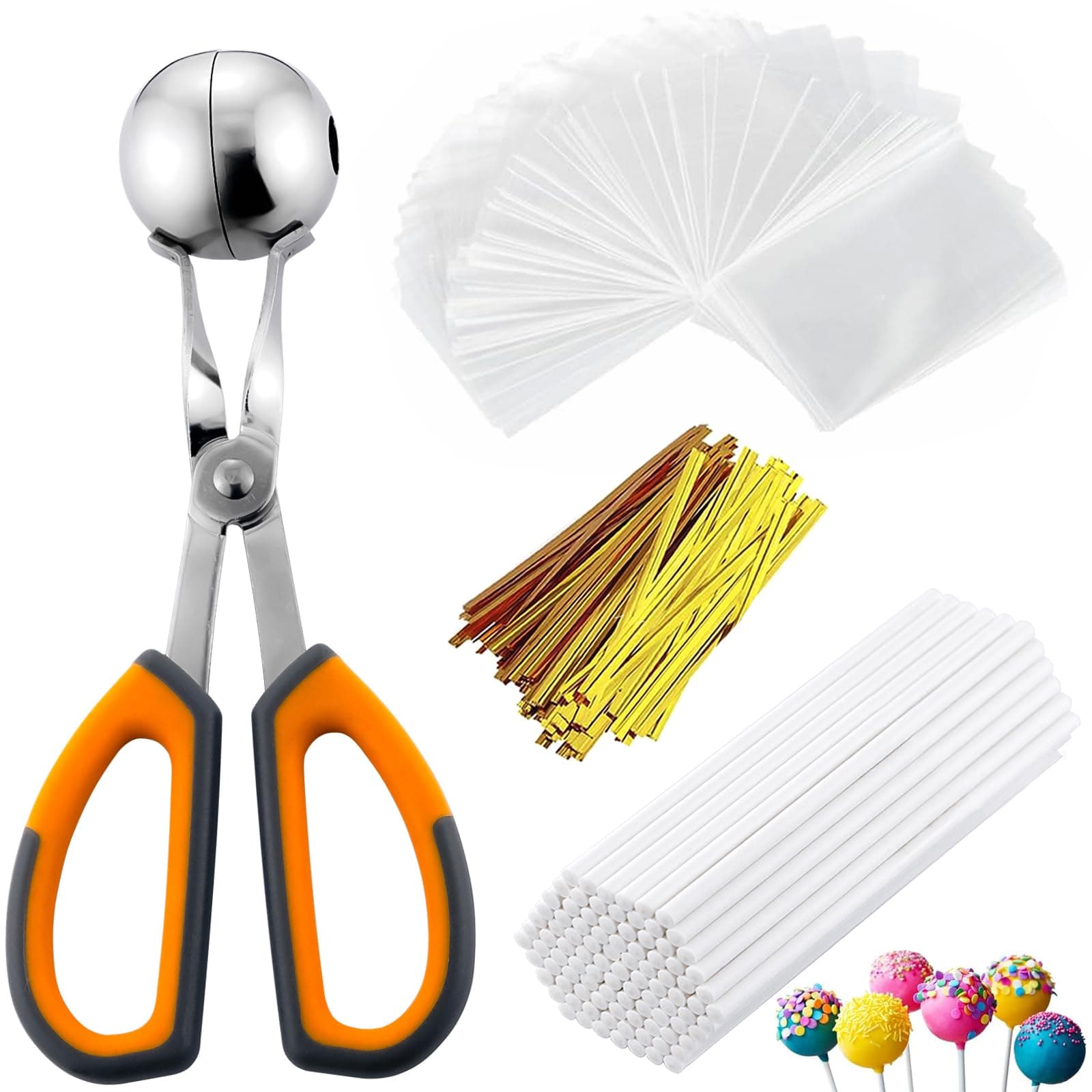 Cake Pop Maker Kit - Includes 100 Sticks, 100 Bags, Mold, Tools for Cakepops & Lollipops