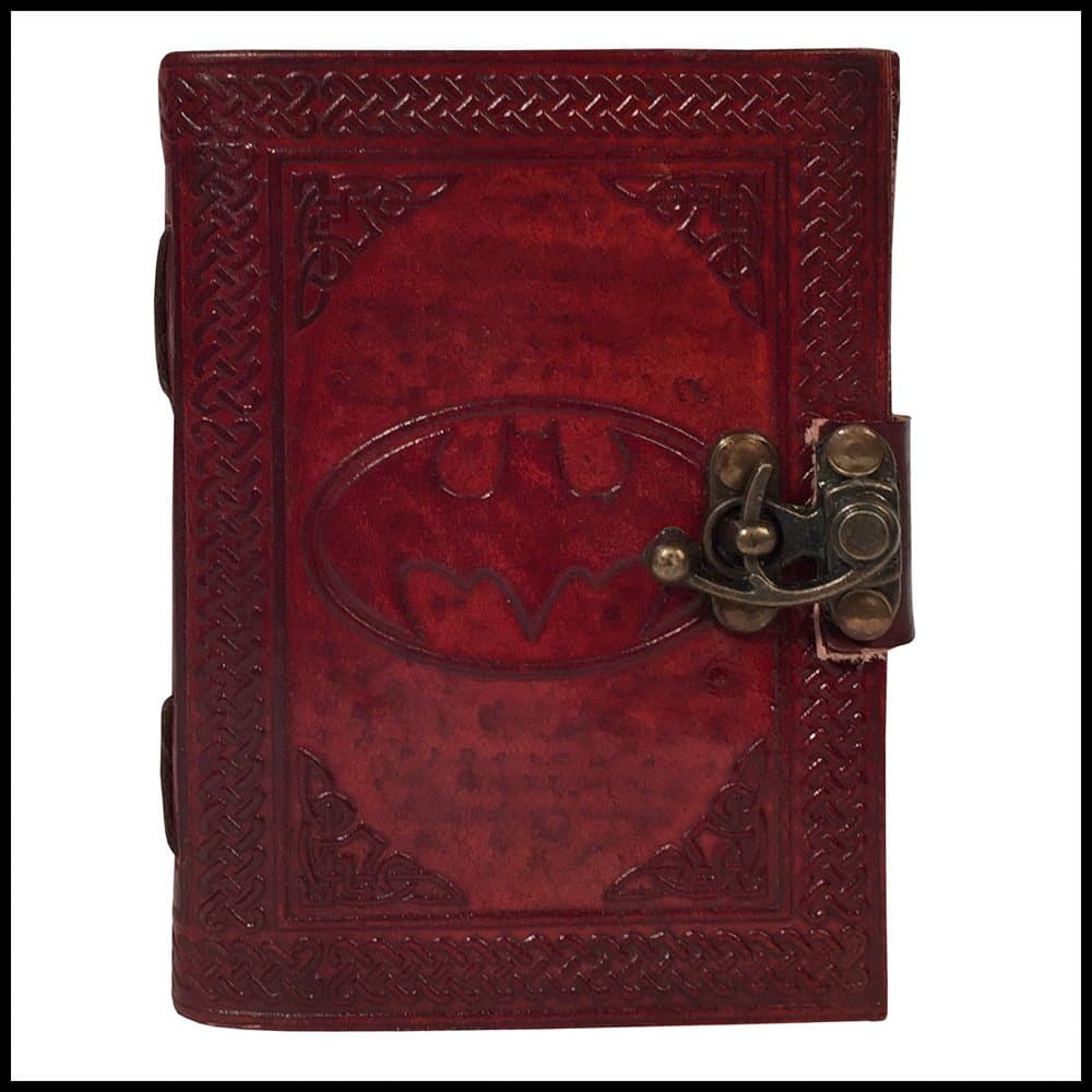 Batman Embossed Leather & Handmade Paper Diary Notebook Journal for Personal Use or Gift, Office Supplies Size 6 x 4.5 inches (Brown) Antique Handmade, Daily Notepad for Men & Women