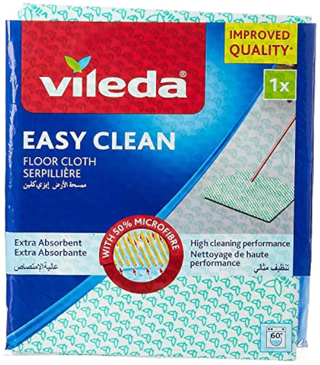 Easy Clean Floor Cloth, Microfiber, Absorbent, Durable, Stick to Floor Wiper, Hygienically Fresh For Longer, 1 Pc