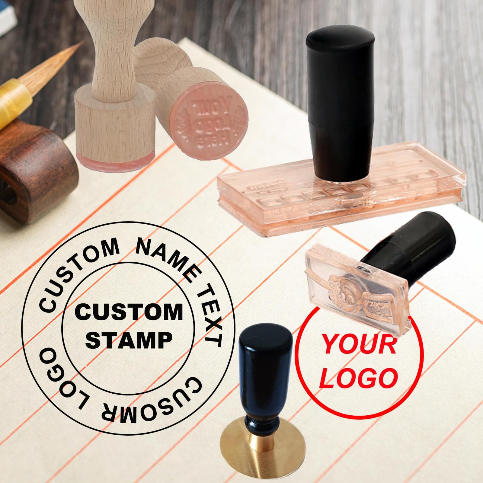 Custom Stamp with Logo Name, Multiple Size Personalized Rubber Stamps with Handle for Business,Stamp Maker,Return Address Stamps (Round 2 in)
