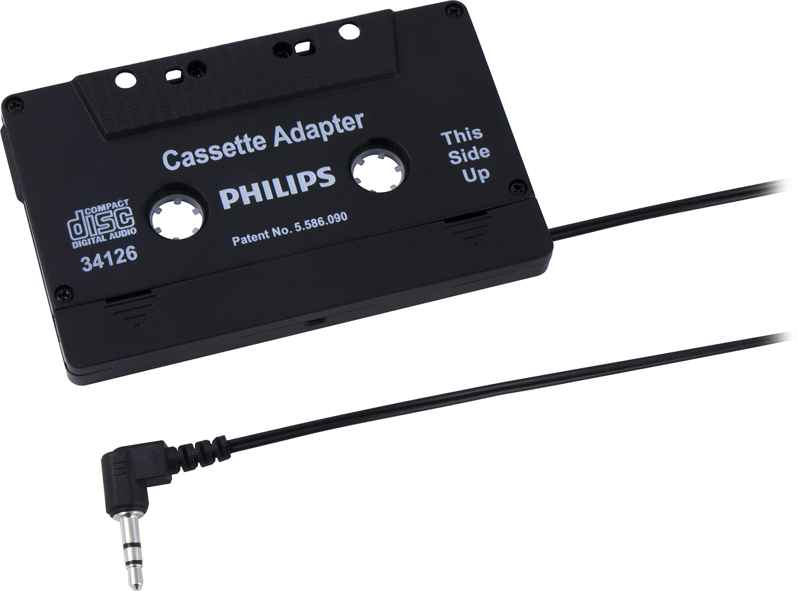 Universal Cassette Adapter with 3.5mm Audio Jack, Black