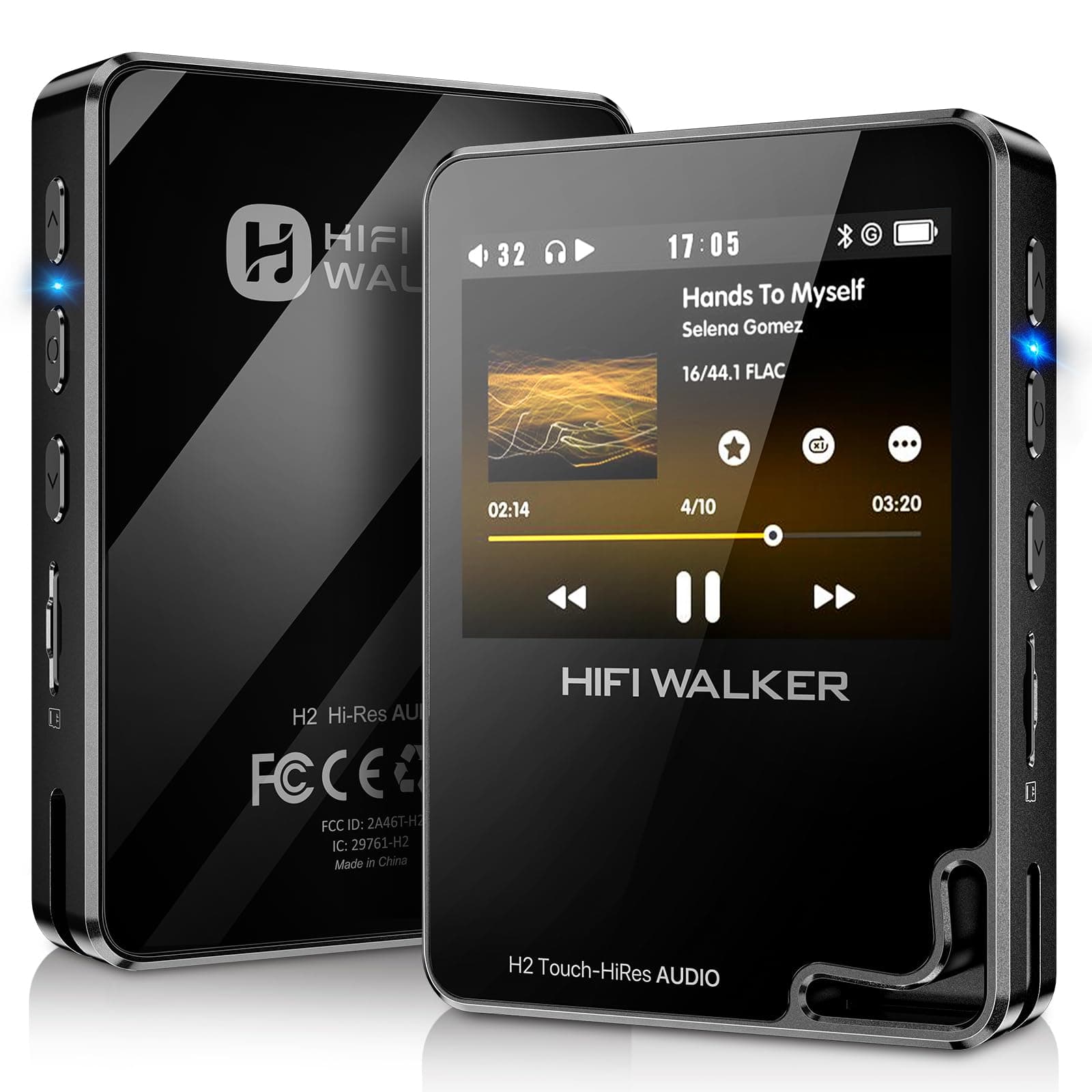 H2 Touch Hi Res MP3 Player with Bluetooth, 2.4" HD Touch Screen, Digital Audio Player, DSD Lossless FLAC Player, Bluetooth Music Player with 64GB Memory Card, Support Up to 512GB