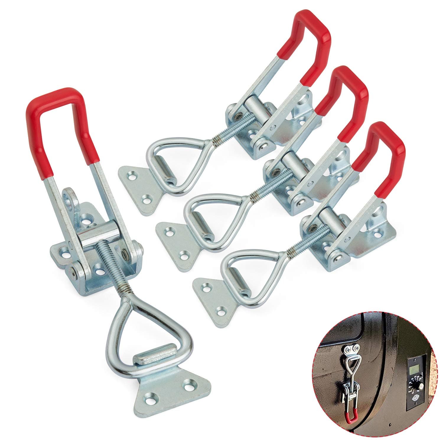 4Pack Latch-Action Toggle Clamp, 4003 Style 660lbs Capacity Heavy Duty Toggle Latch Clamp, Pull Latch Self-lock Toggle Clamp for Machinery, Automobiles, Luggage Lock, Clamping Processing or Assembling