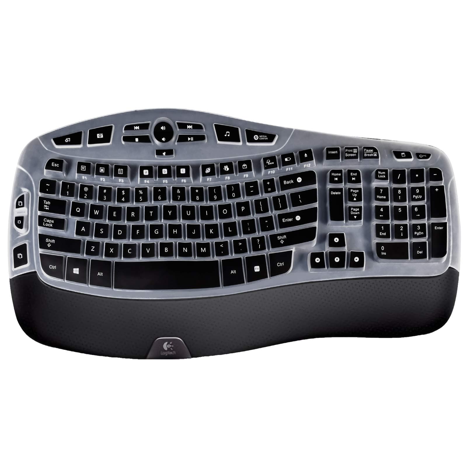 Keyboard Cover Compatible with Logitech K350 MK550 MK570 Wireless Wave Keyboard Accessories.MK550 Keyboard Protector Skin Black.