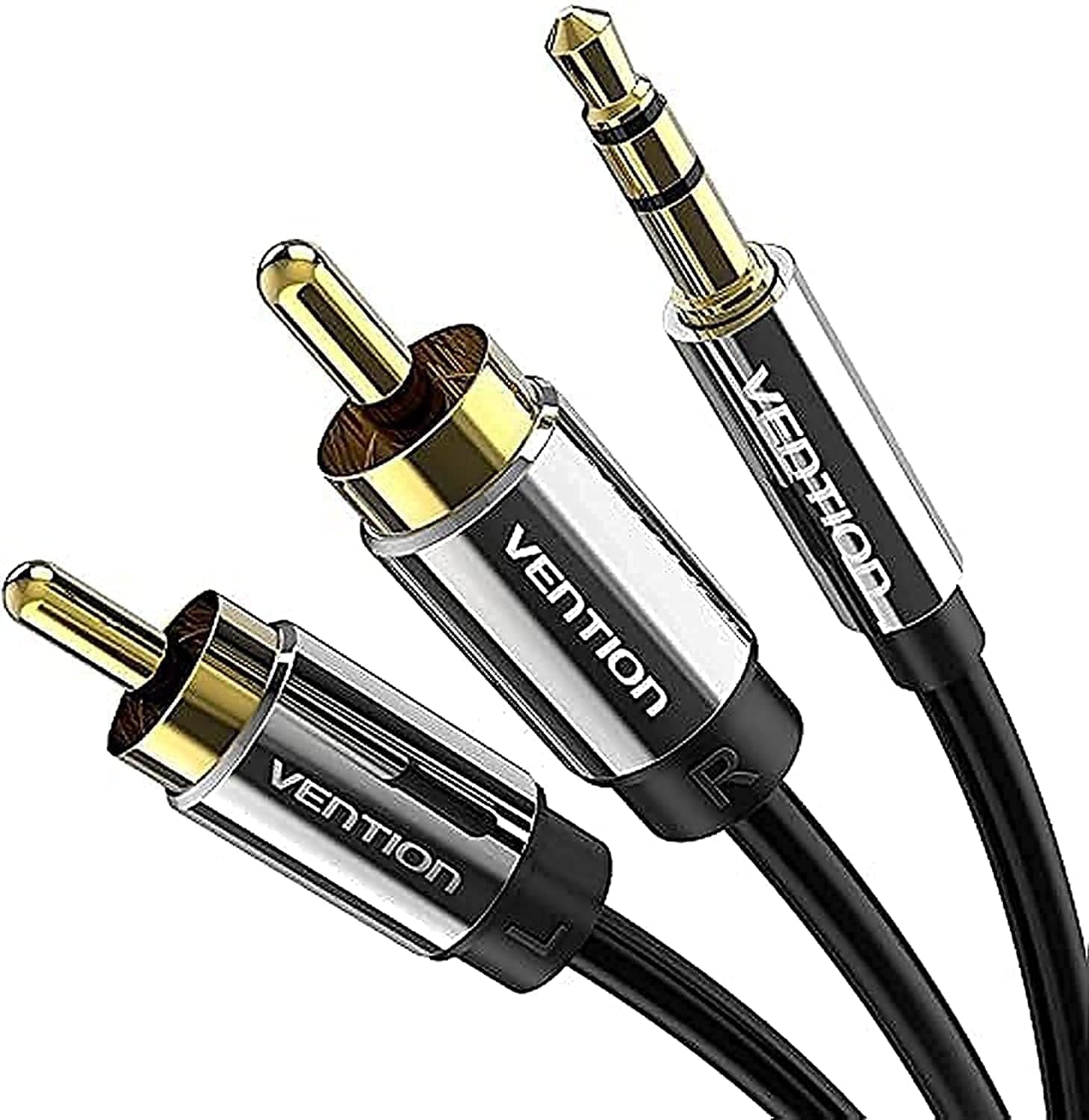 RCA Audio Cable 3.5mm to 2 RCA Y-Splitter Stereo Cable 2 RCA Phono Male Compatible with DJ Controller Speaker TV Car Stereo Hi-Fi Amplifier Smartphones MP3 Tablets (RCA Audio Cable, 0.5M)