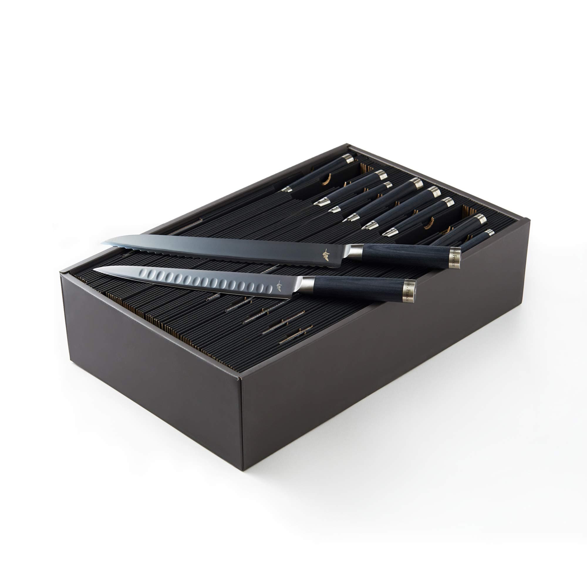 Michel BRAS Piece Kitchen Knife Set, 10 Knives, Large, Black