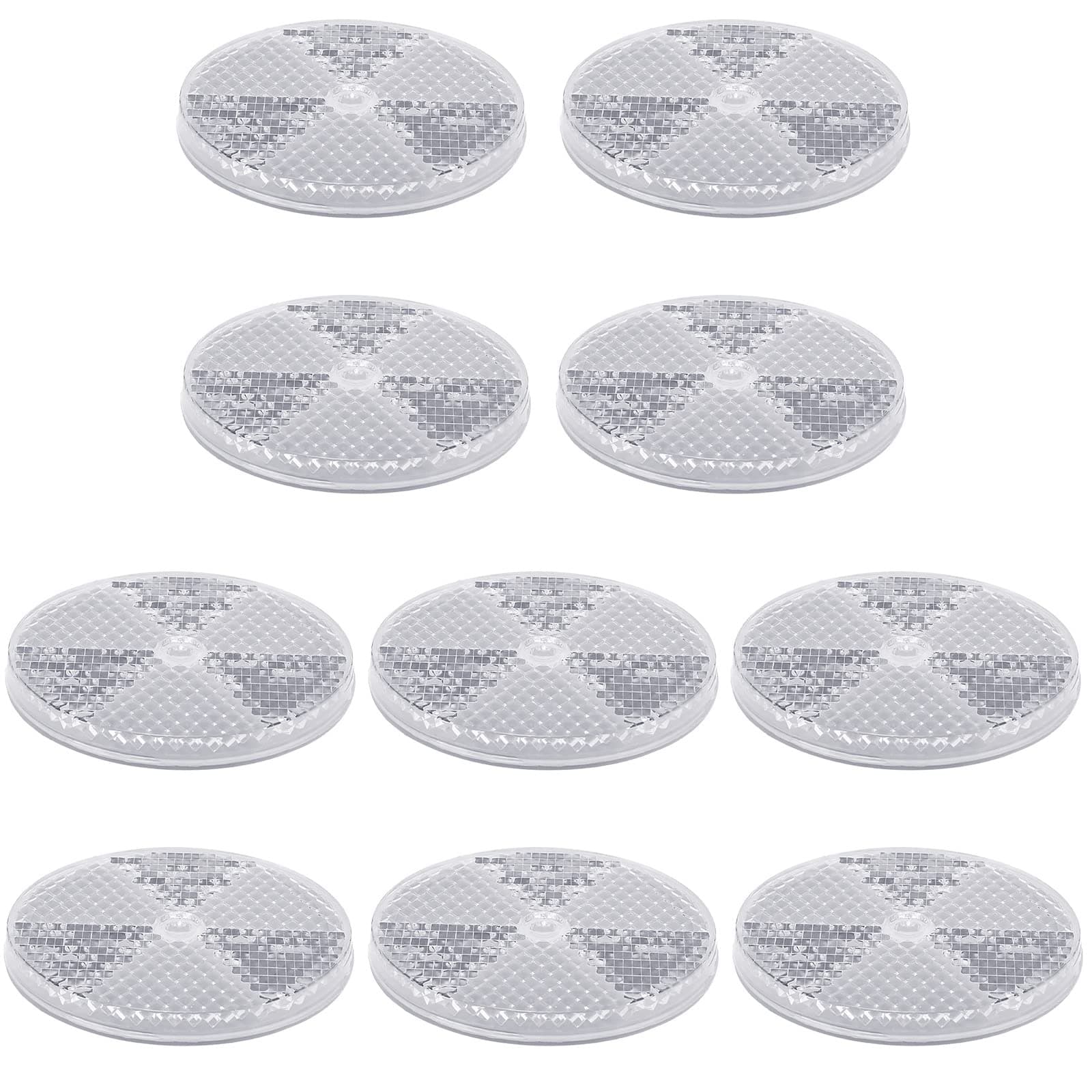 10 Pack Front Round Reflector for Driveway Fence Gate Posts Trailers Safety Automobiles Boats Mailboxes Reflector with Center Mounting Hole(White)
