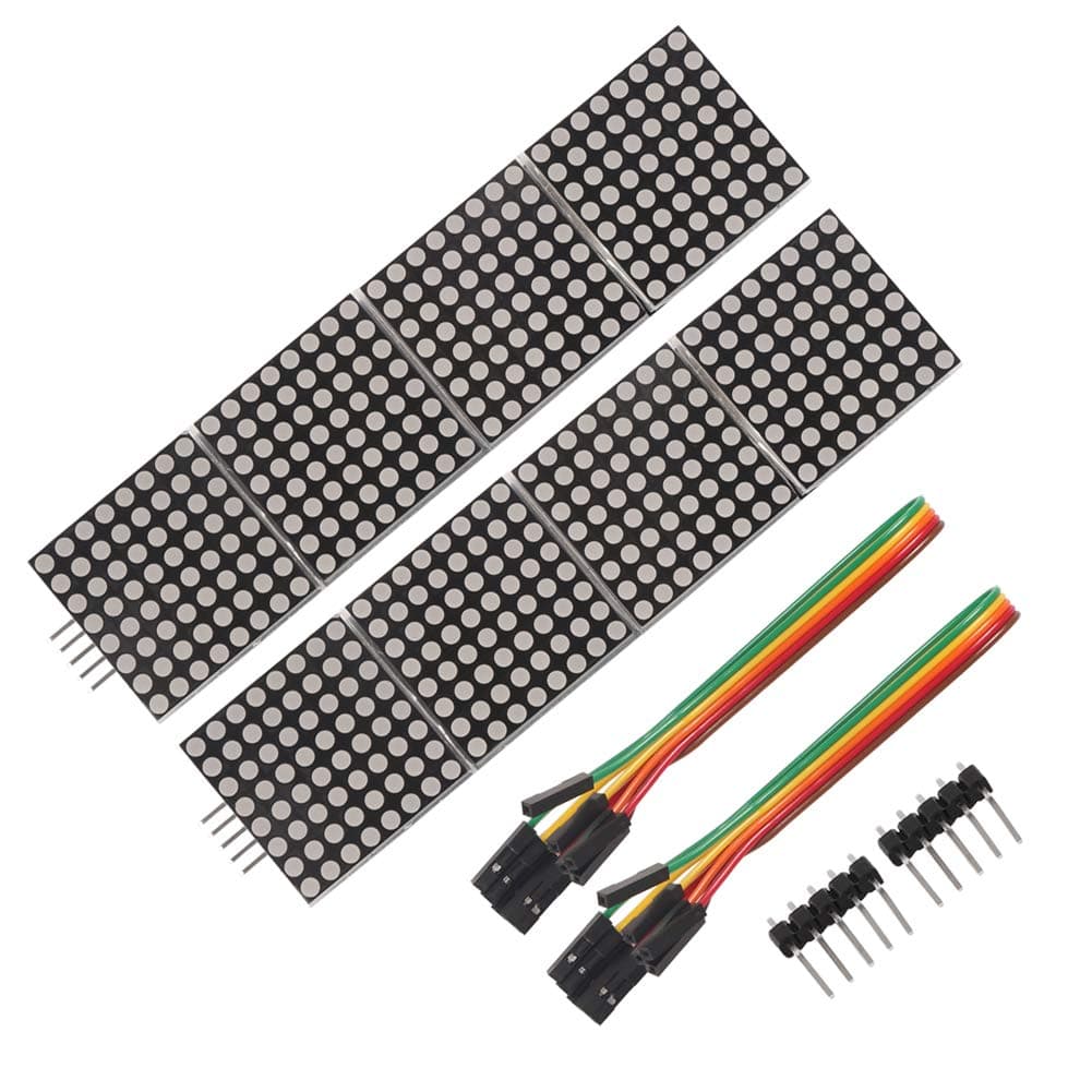 2pcs MAX7219 Dot Matrix Module for Arduino Microcontroller 4 in 1 Display with 5pin Line (Red)