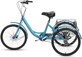 YOXIER Adult Tricycle,3 Wheeled Tricycle for Adults,Cruiser Bike with 7 Speed Load 450 Lbs,Adult Trikes 20 inch Wheels Low Step-Through with Large Basket,Three-Wheeled Bicycles for Women, Men, Senior