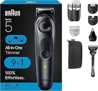 Braun All-in-One Style Kit Series 5 5470, 8-in-1 Trimmer for Men with Beard Trimmer, Body Trimmer for Manscaping, Hair Clippers & More, Ultra-Sharp Blade, 40 Length Settings, Waterproof