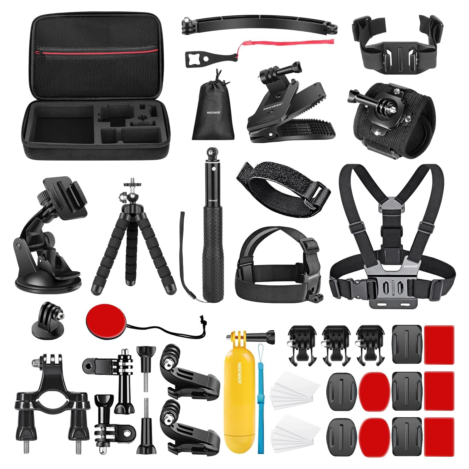 Neewer 50-In-1 Action Camera Accessory Kit, Compatible with GoPro Hero10/Hero9/Hero8/Hero7, GoPro Max, GoPro Fusion, Insta360, DJI Osmo Action/Action 2, AKASO, APEMAN, Campark, SJCAM