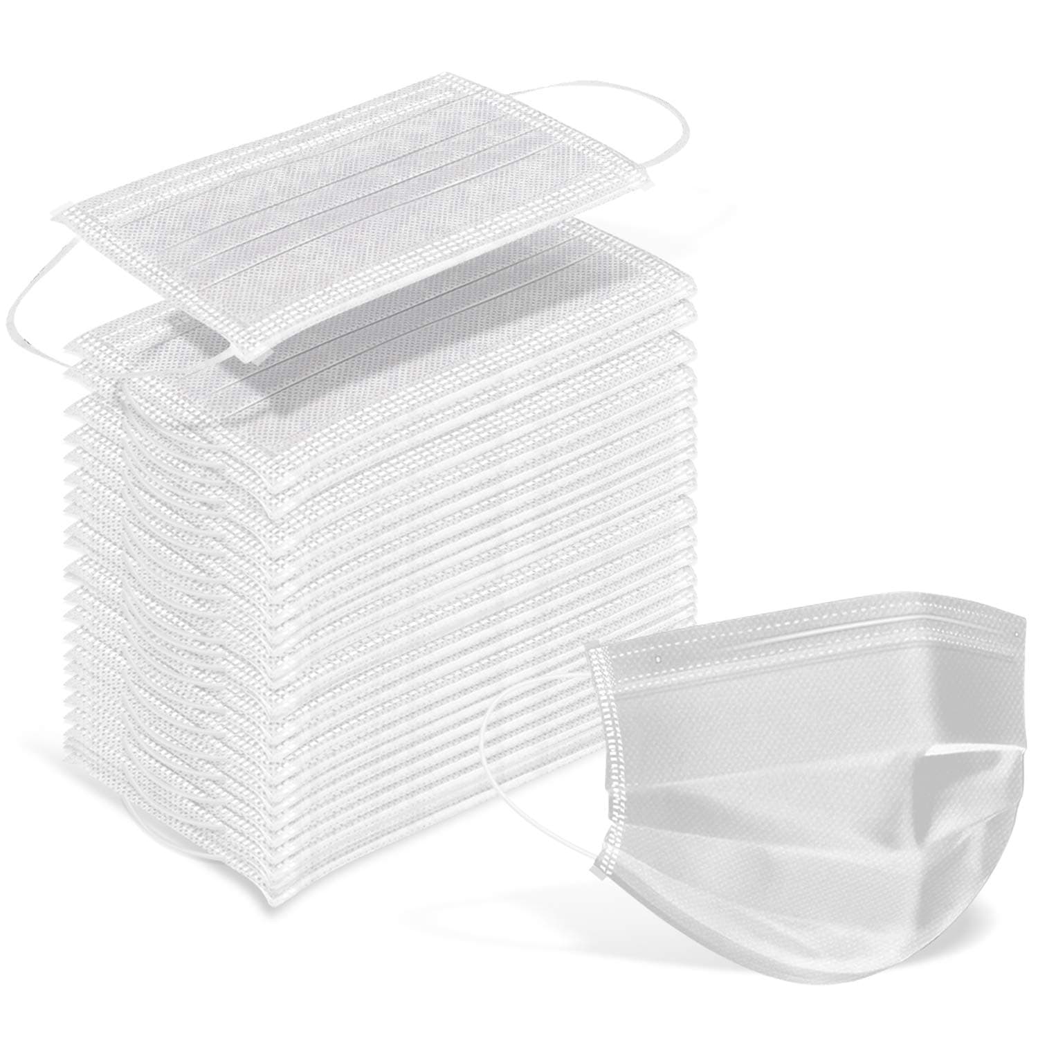 Wecolor 100 Pcs Disposable 3 Ply Face Masks（White）