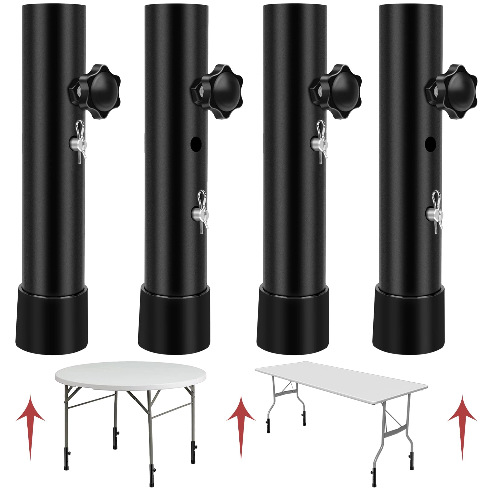 8 Pcs Table Leg Extenders for Folding Table, 2 Levels Adjustable Height Foldi...