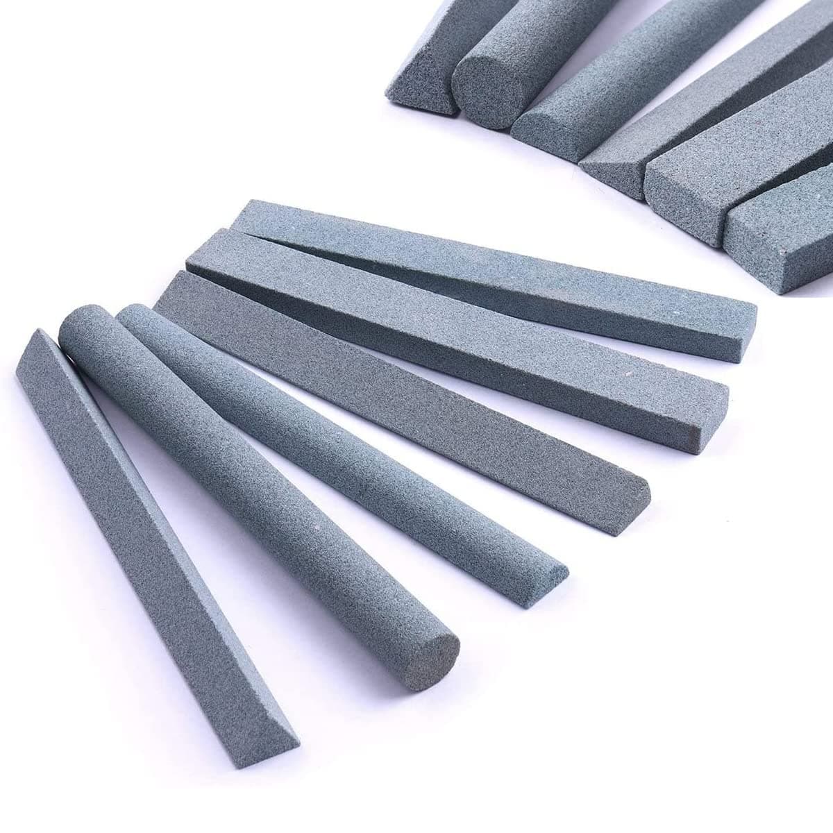 Sharpening Stone Set,6pcs 180# Wood Carving Sharpener Whetstone Sanding Sticks,Coarse Polishing Set for Sharpen Chisel or Small Detailed Tools,Variety of Shapes(Length3.94Inch)]