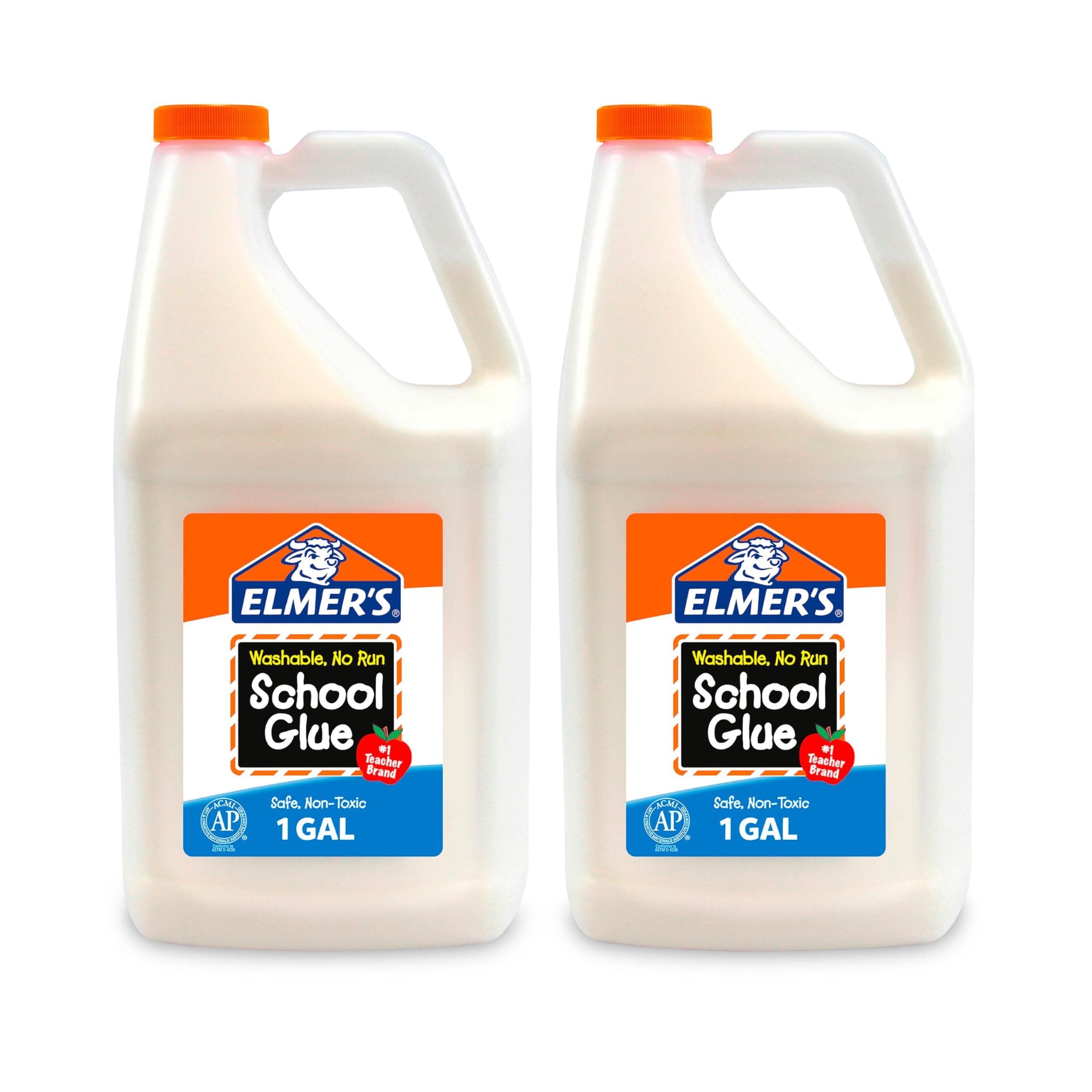 White Liquid School Glue, 1 Gallon 2 Count, Washable, #1 Teacher Brand - Arts & Crafts, Teacher Supplies, Great for Making Slime