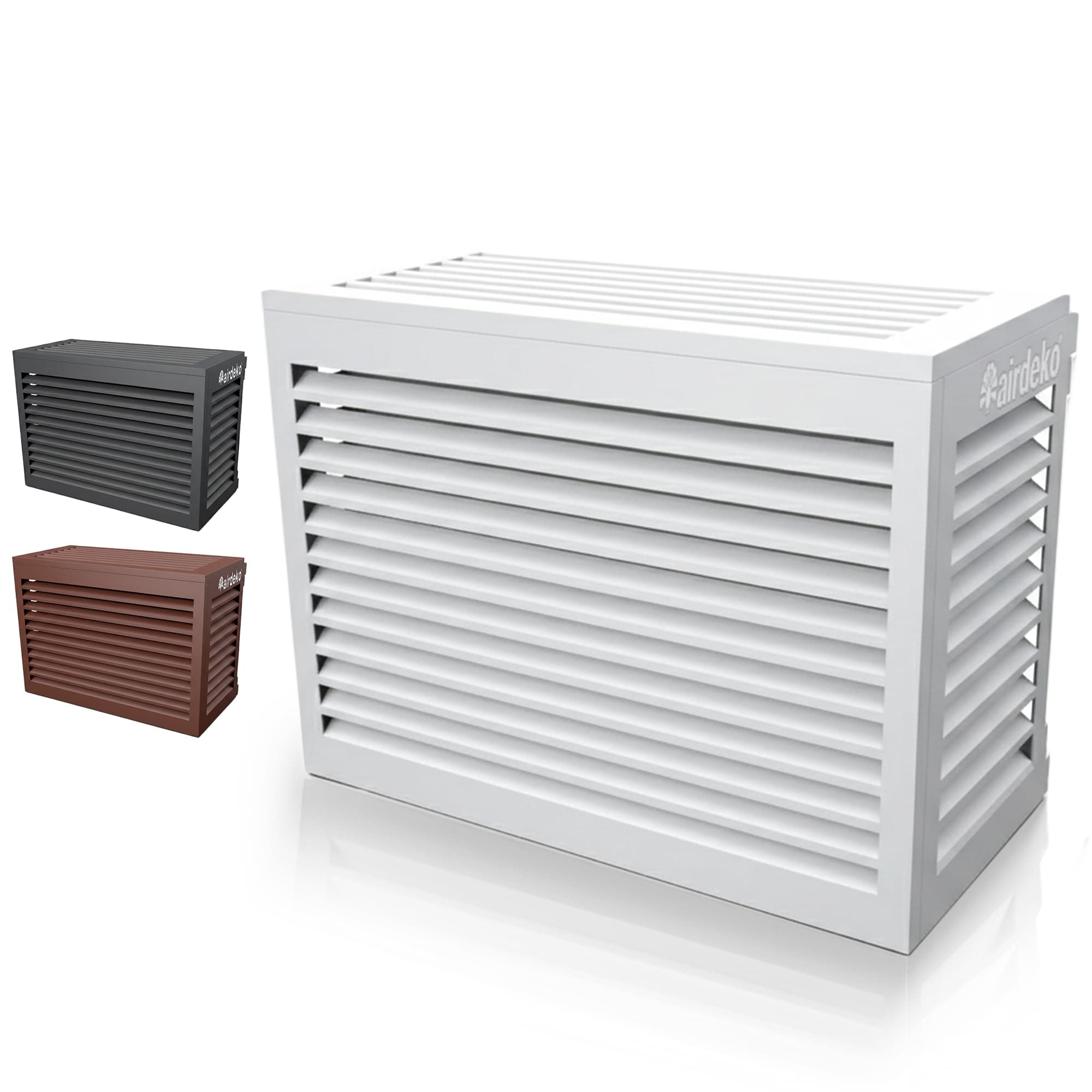 Airdeko Premium Mini Split AC Air Conditioner Cover for Outside Units - Decorative Metal Mini Split Condenser Cover - Rustproof, All-Season Outdoor Protection with Sleek Design - Secure & Durable (L)