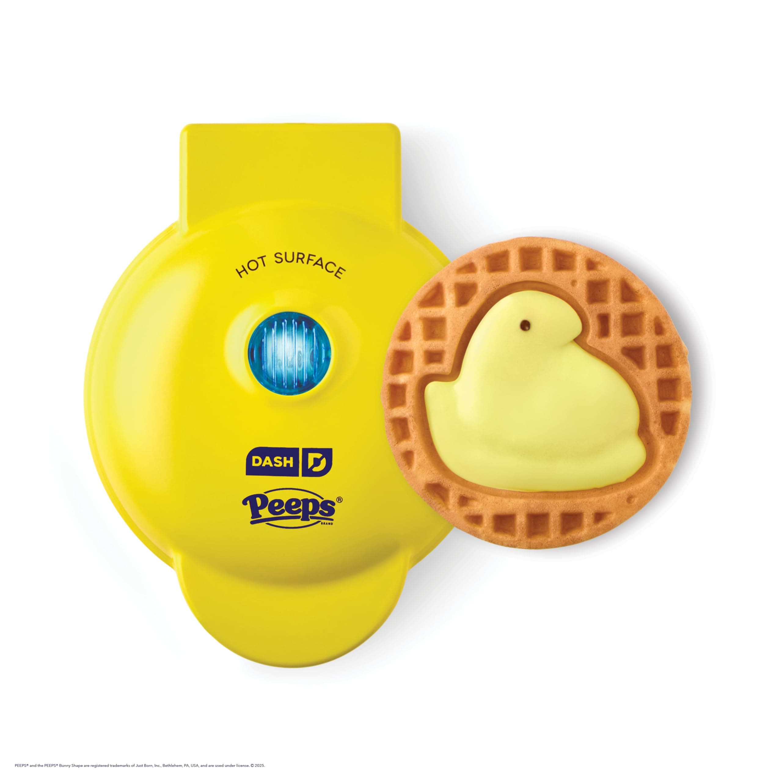 & PEEPS® Mini Waffle Maker- Mini Machine for Creative Homemade Treats - Nonstick Iron with Unique Print Design - Stylish Waffle Machine - Yellow Chick