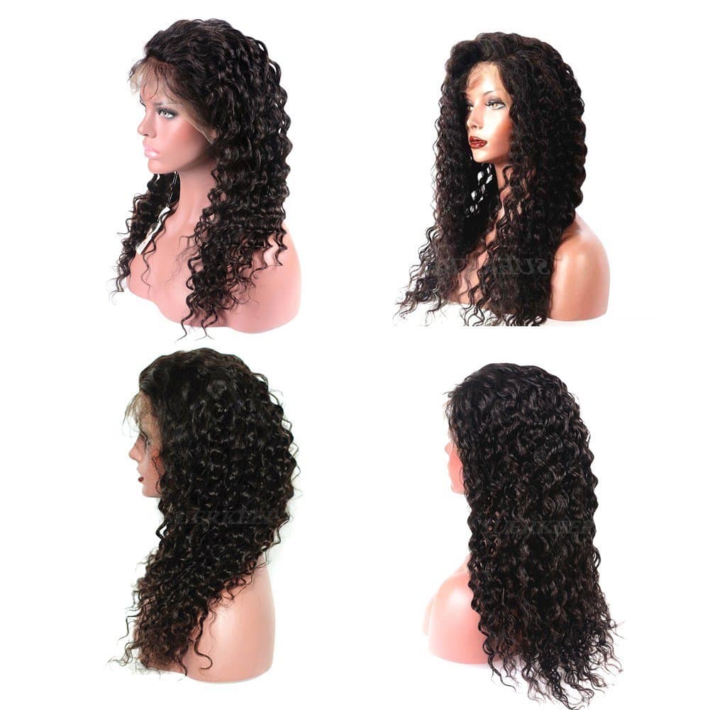 8A Deep Wave Lace Front Wigs 150% Density Crochet Glueless Brazilian Virgin Remy Human Hair Wigs Pre-Plucked (18, Natural Color)