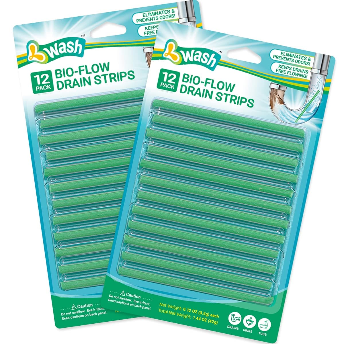 Bio-Flow Drain Strips - 24 Strips | Drain Cleaner & Odor Remover Drain Sticks