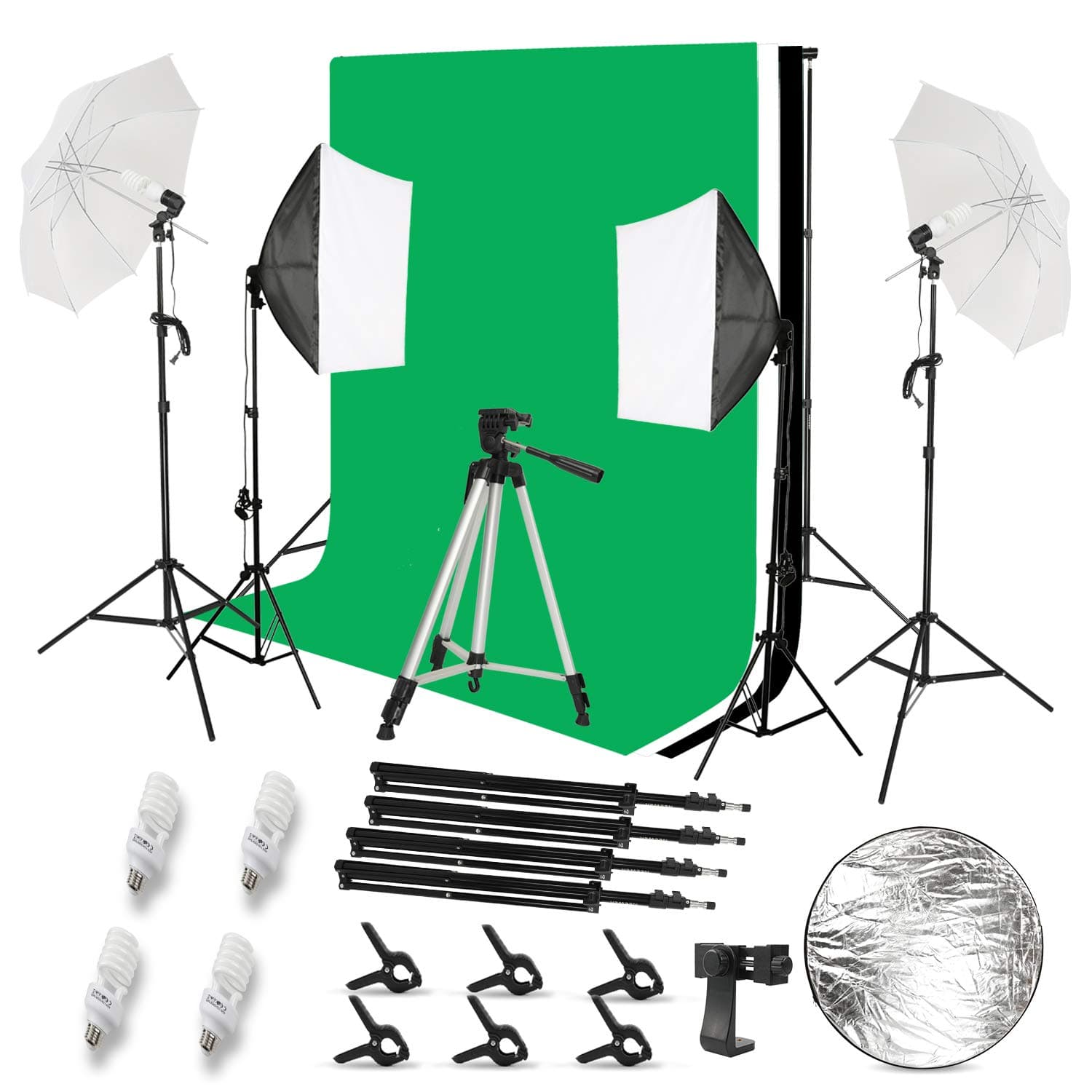 2.6 x 2M/8.5 x 6.5FT Background Support System and 5500K Umbrellas Softbox Continuous Lighting Kit for Photo Studio Product Portrait and Video Shoot Photography