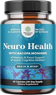 Nootropic Brain Supplement for Memory and Focus Support - Vitamins for Mental Support & Clarity with Bacopa Monnieri, VIT A, B6, Riboflavin, Niacin, Thiamin & Folate - Cognitive Complex - 60 Count