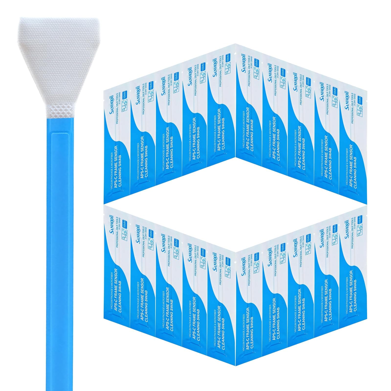 - Dry APS-C Sensor Cleaning Swabs (CCD/CMOS), 20pcs 16mm DSLR or SLR Mirrorless Digital Camera Cleaning kit (No senrsor Cleaning Solution)