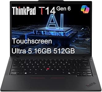 Lenovo ThinkPad T14 G6 Business AI PC Laptop, 14" FHD+ Touchscreen, Intel 12-Core Ultra 5 225U (> Ultra7 155U), 16GB DDR5, 512GB SSD, Thunderbolt 4, Backlit, Fingerprint, IR Webcam, Windows 11 Pro