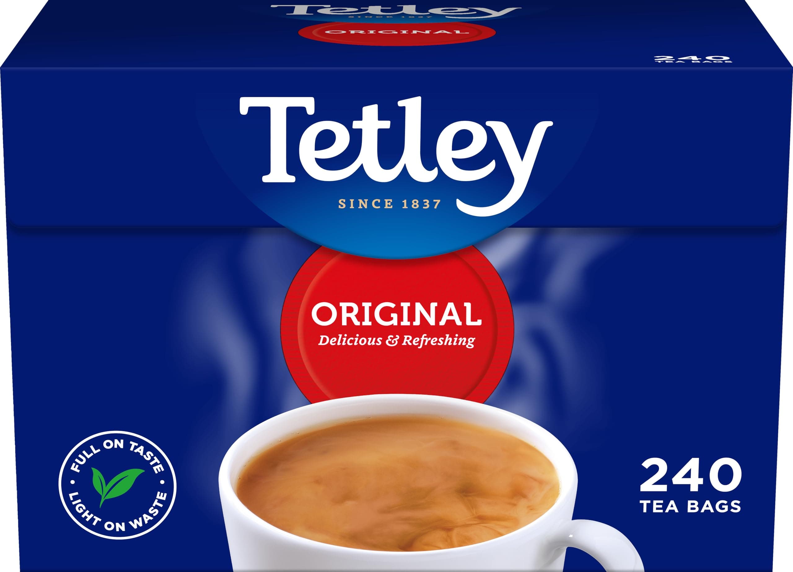 Tetley Original Black Tea Bags - Full Flavoured British Brew - Perfect for Breakfast or Anytime - Rainforest Alliance Certified - 240 Teabags (1 Pack)