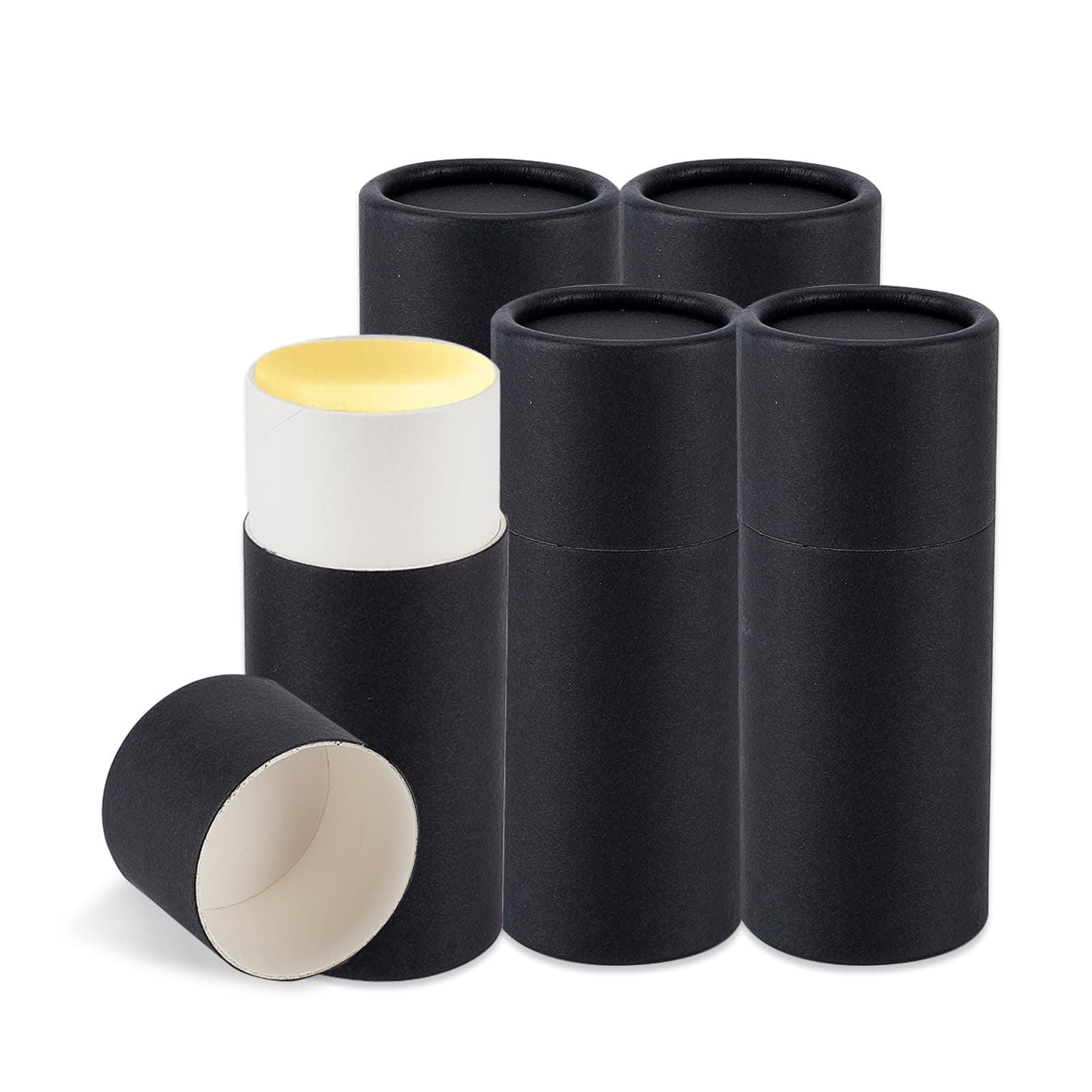 NICENEEDED 5 Pcs 2.1 oz Cardboard Deodorant Containers, Push-Up Style Tubes Empty Kraft Paperboard Tubes, Lip Balm Containers Compostable Round Body Lotion Sticks Tube