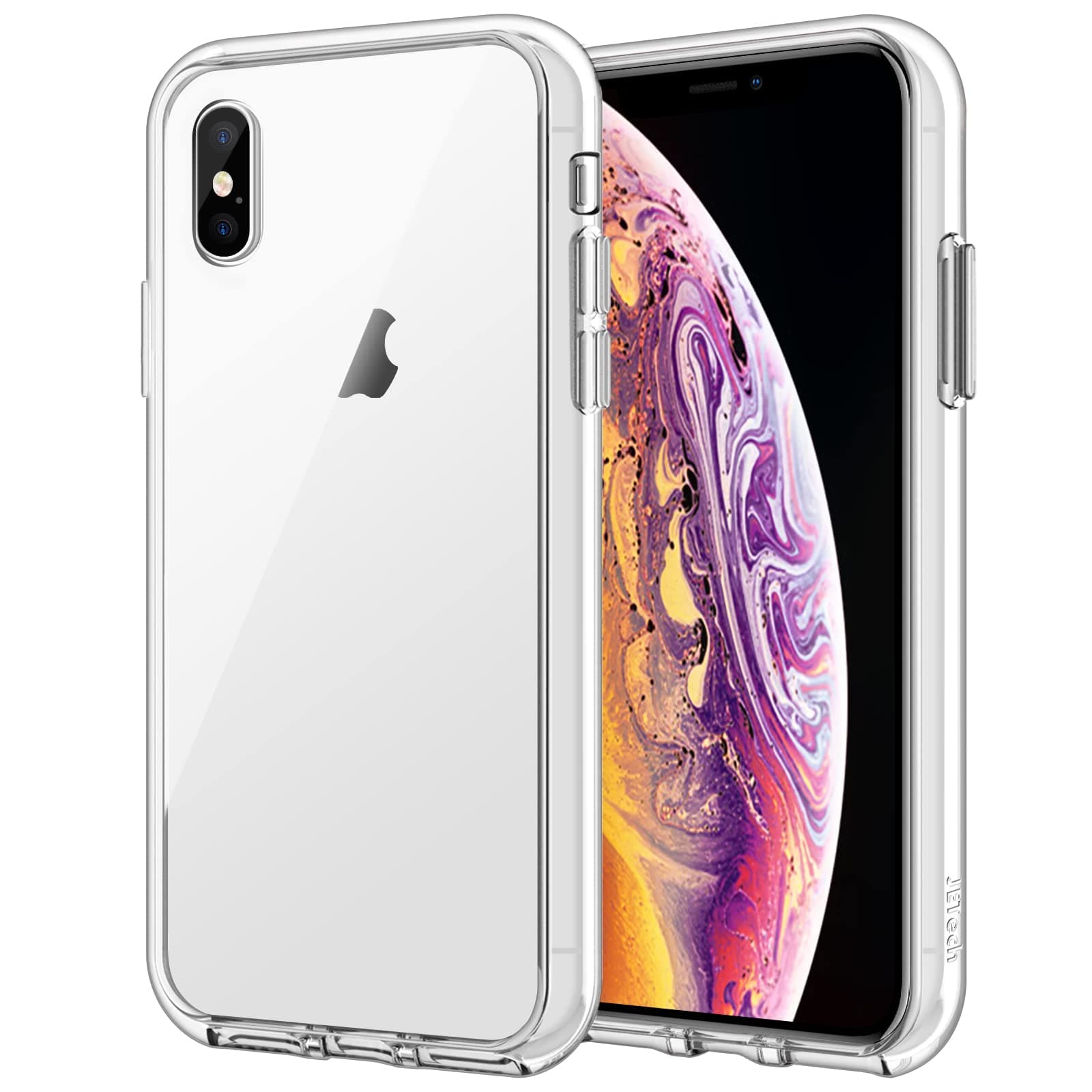 – JETech Case for iPhone Xs and iPhone X, Non-Yellowing Shockproof Phone Bumper Cover, Anti-Scratch Clear Back (Clear)