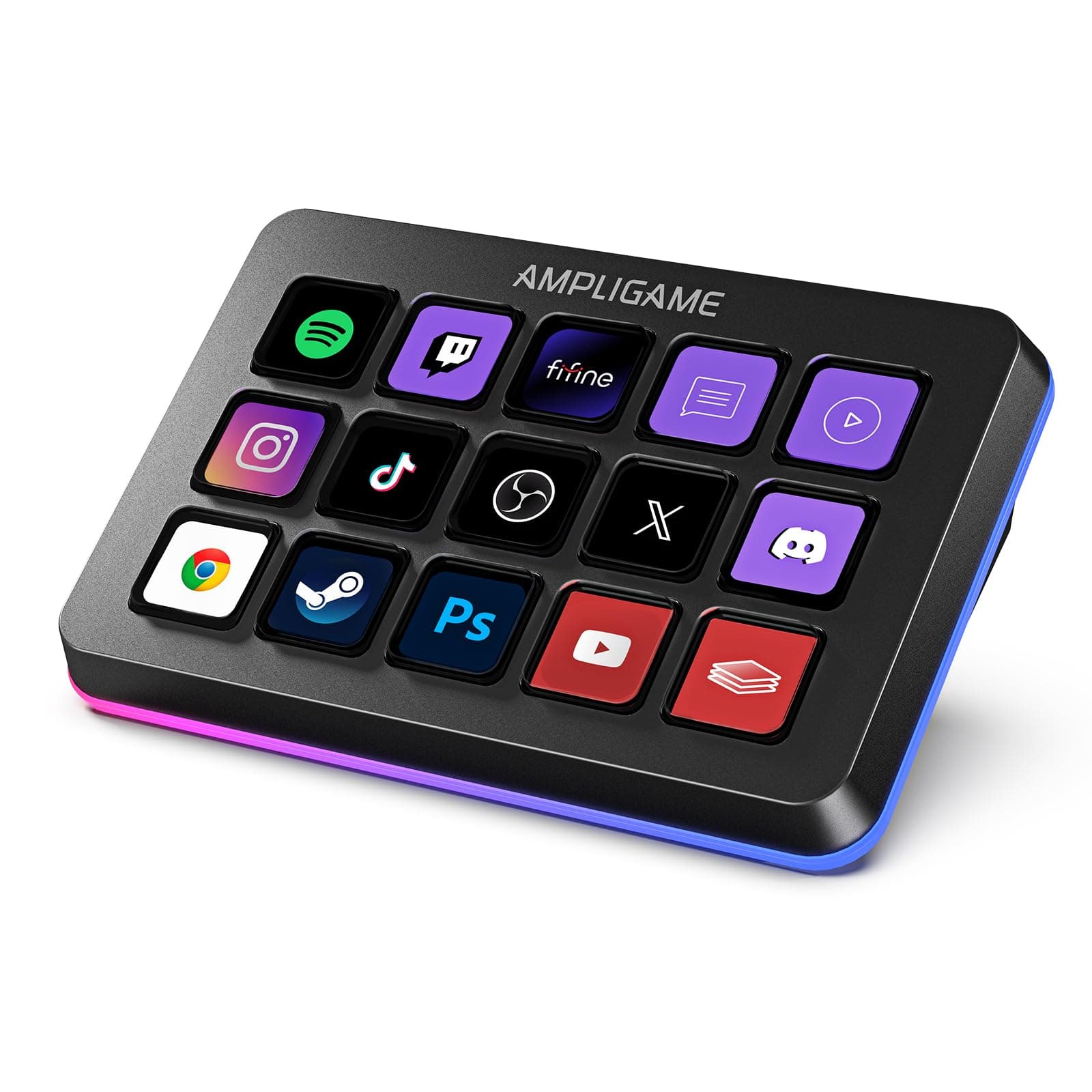 FIFINE AmpliGame Stream Controller with 15 Macro Keys, Streaming Keyboard with Trigger Actions in OBS/Twitch/YouTube/Streamlabs, Shortcut Buttons Keypad Works with Mac and PC-D6