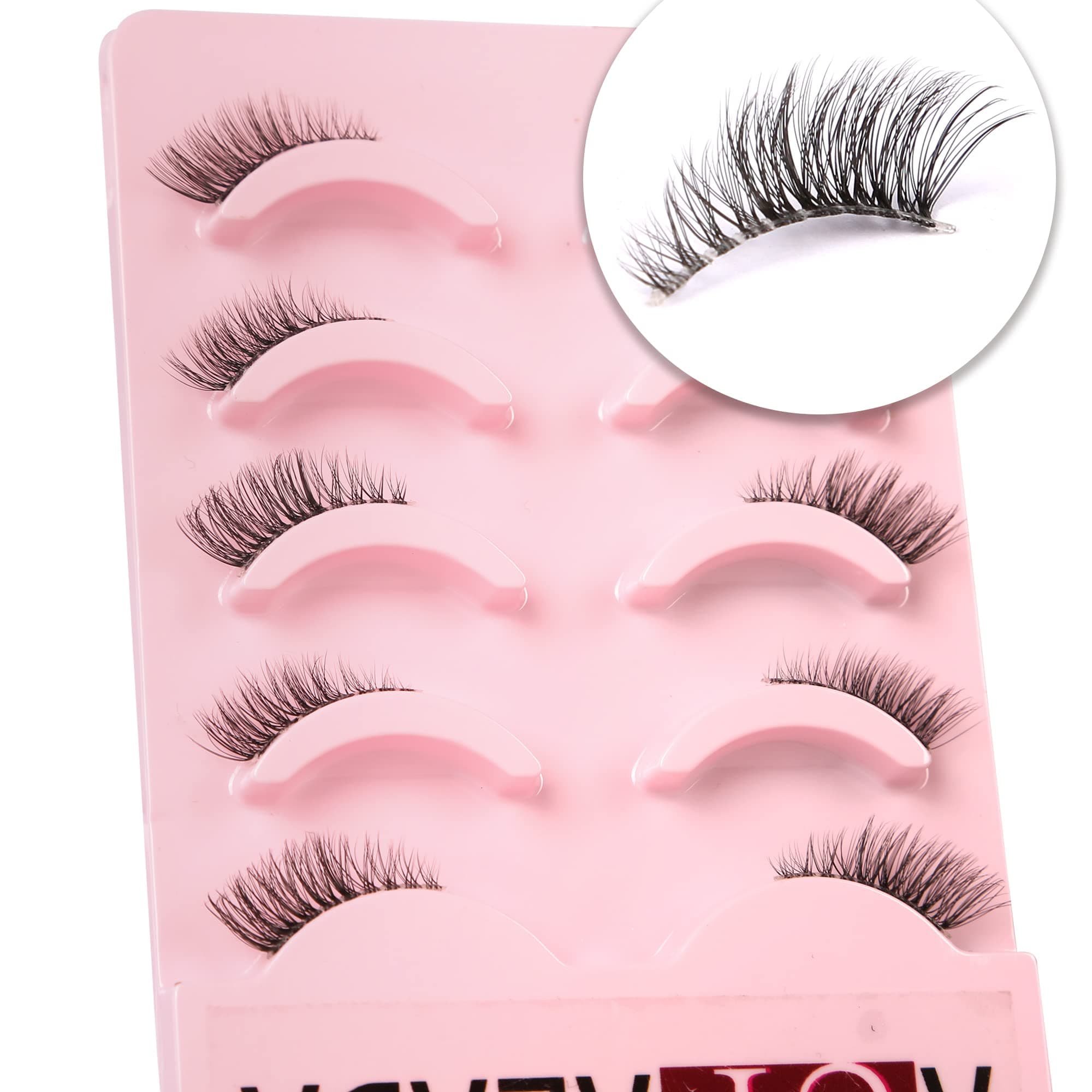 False Eyelashes Natural Half Lashes Short Wispy Clear Band 1/2 Lashes Pack Cat Eye 3D Faux Mink 3/4 Eye Lashes Multipack By AUPALADA, Lash Clusters, Half Lash