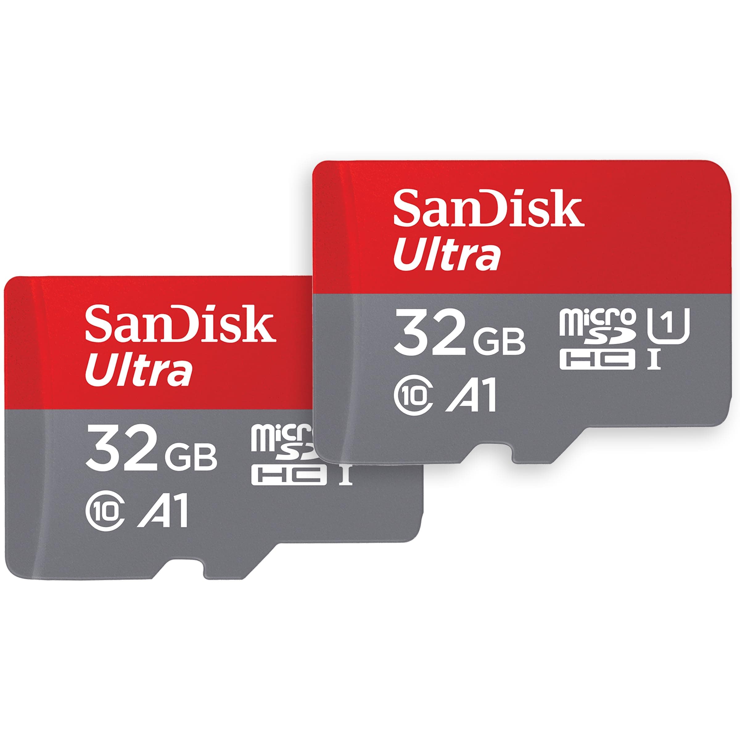 SanDisk Ultra 32 GB microSDHC Memory Card + SD Adapter with A1 App Performance Up to 120 MB/s, Class 10, U1 (Twin Pack)