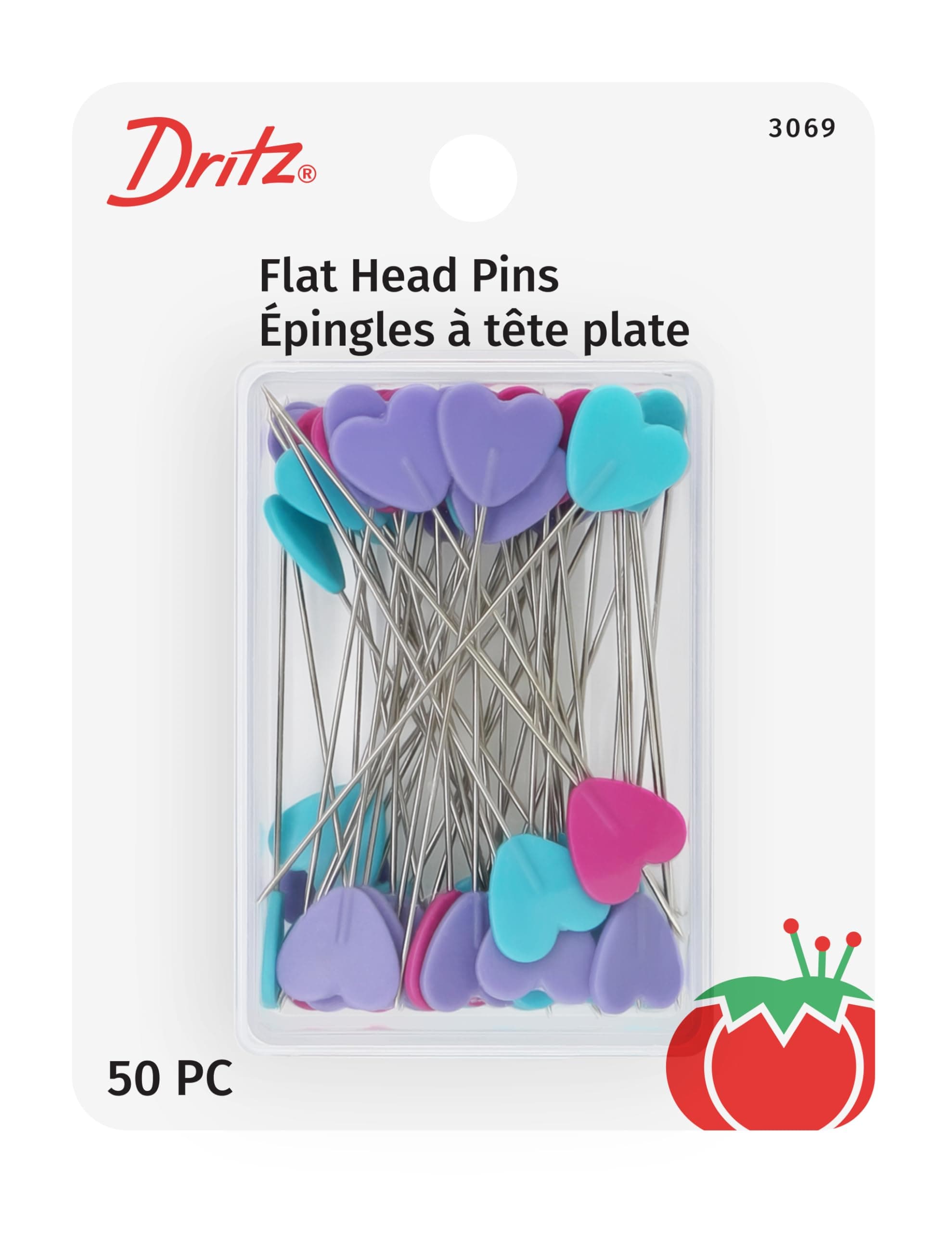 Dritz 3069 Decorative Flat Head Pins, 2-Inch (50-Count)