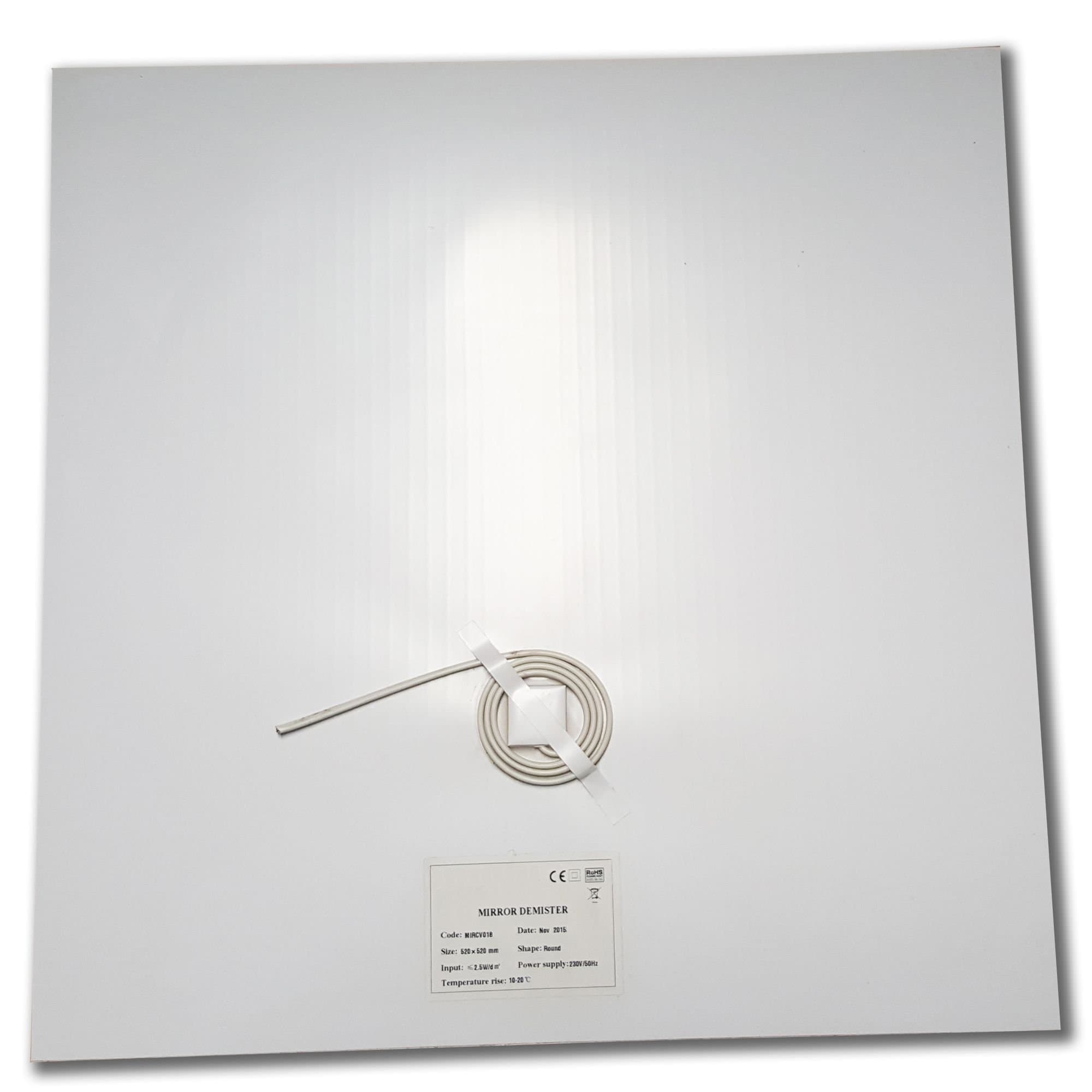 Mirror heated demister pad 29 x 21cm Rectangular