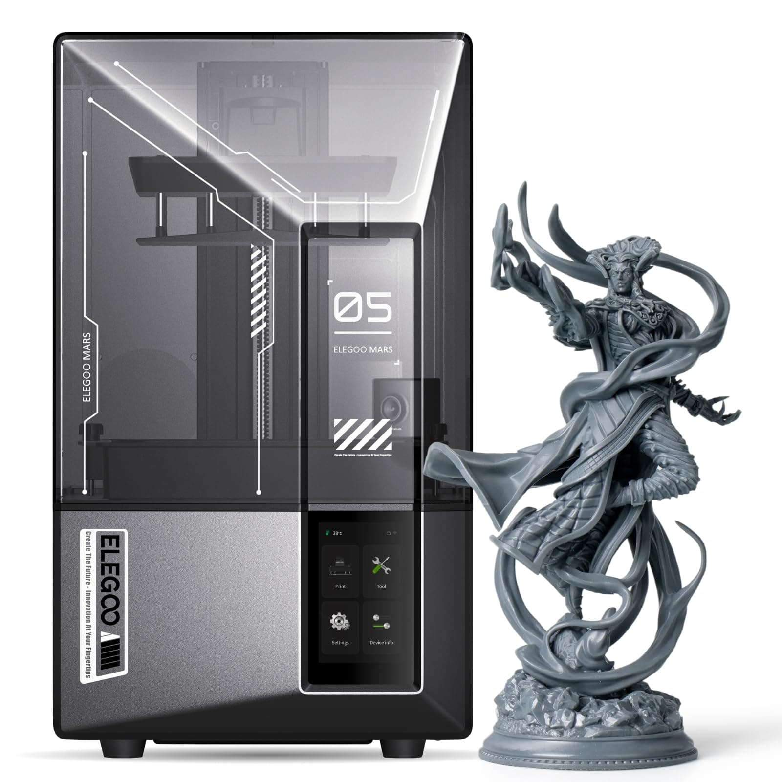 Mars 5 UItra 9K Resin 3D Printer, 150mm/h High Speed Printing, Smart Automatic Leveling, Intelligent Detection, WiFi-Transfer, Printing Size of 153.36 x 77.76 x 165 mm³