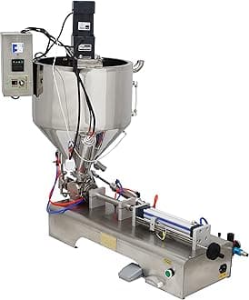 Paste Liquid Filling Machine One Nozzle Piston Filler with Mixing and Heating Hopper Bottle Pack Seal for Honey Milk (5-50ml)