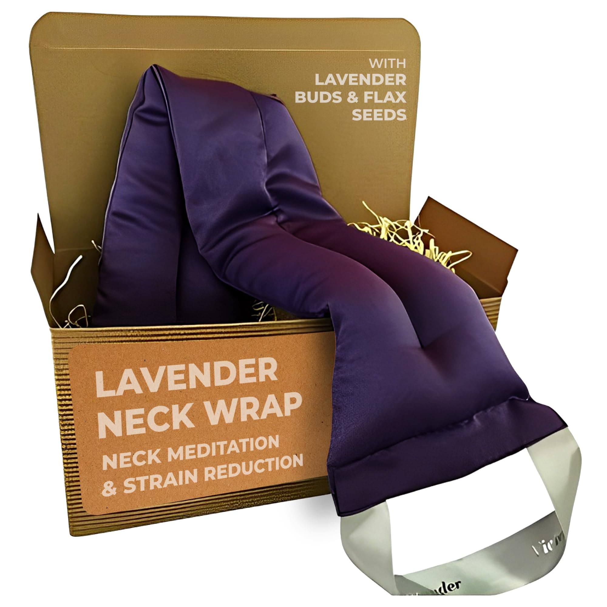 Microwavable Neck Heating Pad – Extra Long Aromatherapy Wrap for Men & Women, Buds of Lavender Neck Wrap with Flax Seeds, Heated Neck Wrap, Relaxing Spa Gift Set Idea, Made in USA