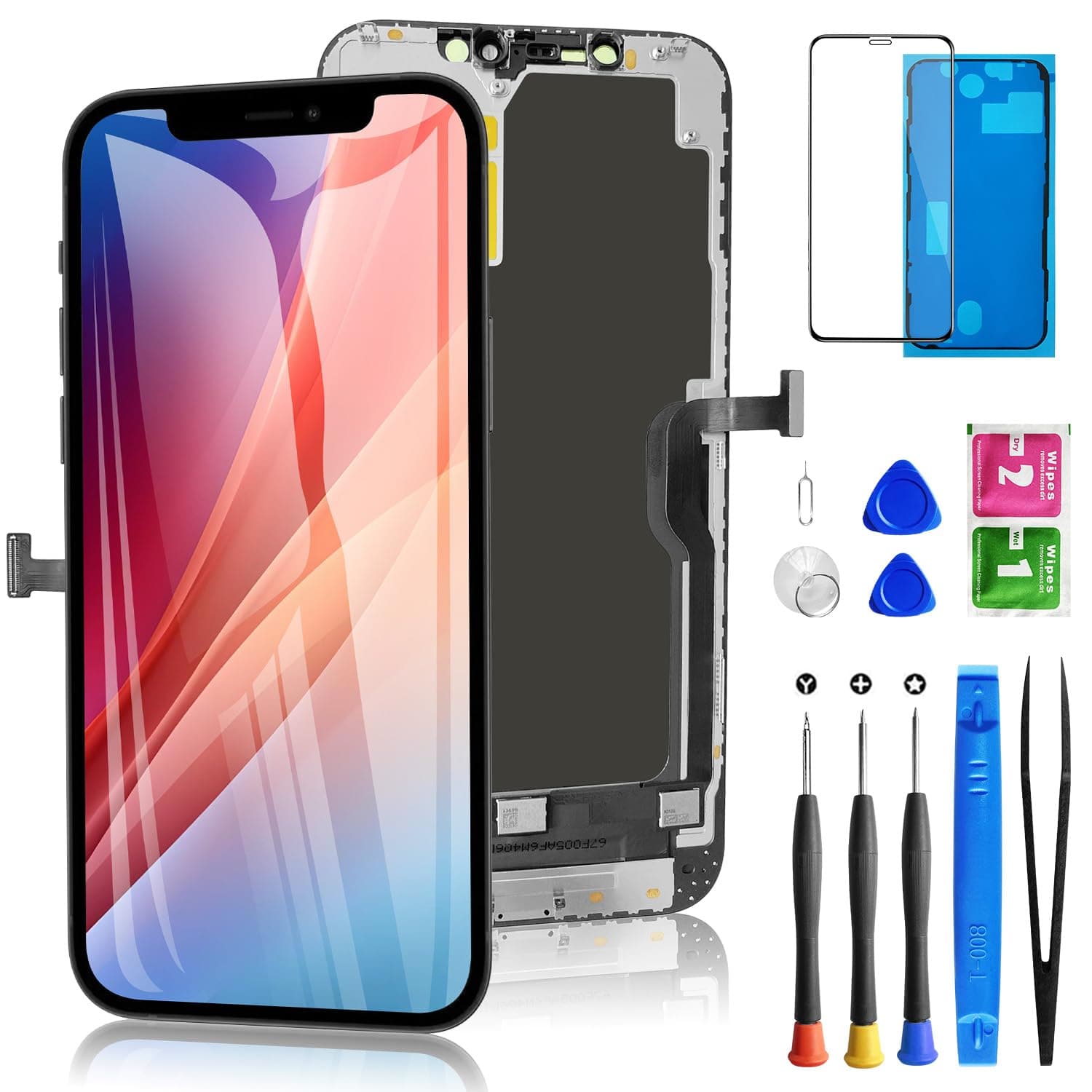 for iPhone 12 Pro Max Screen Replacement 6.7 Inch, Diykitpl 3D Touch LCD Digitizer Screen for A2342, A2411, A2412, A2410 with Repair Tools Kit+Screen Protector+Waterproof Frame+Magnetic Screw Mat