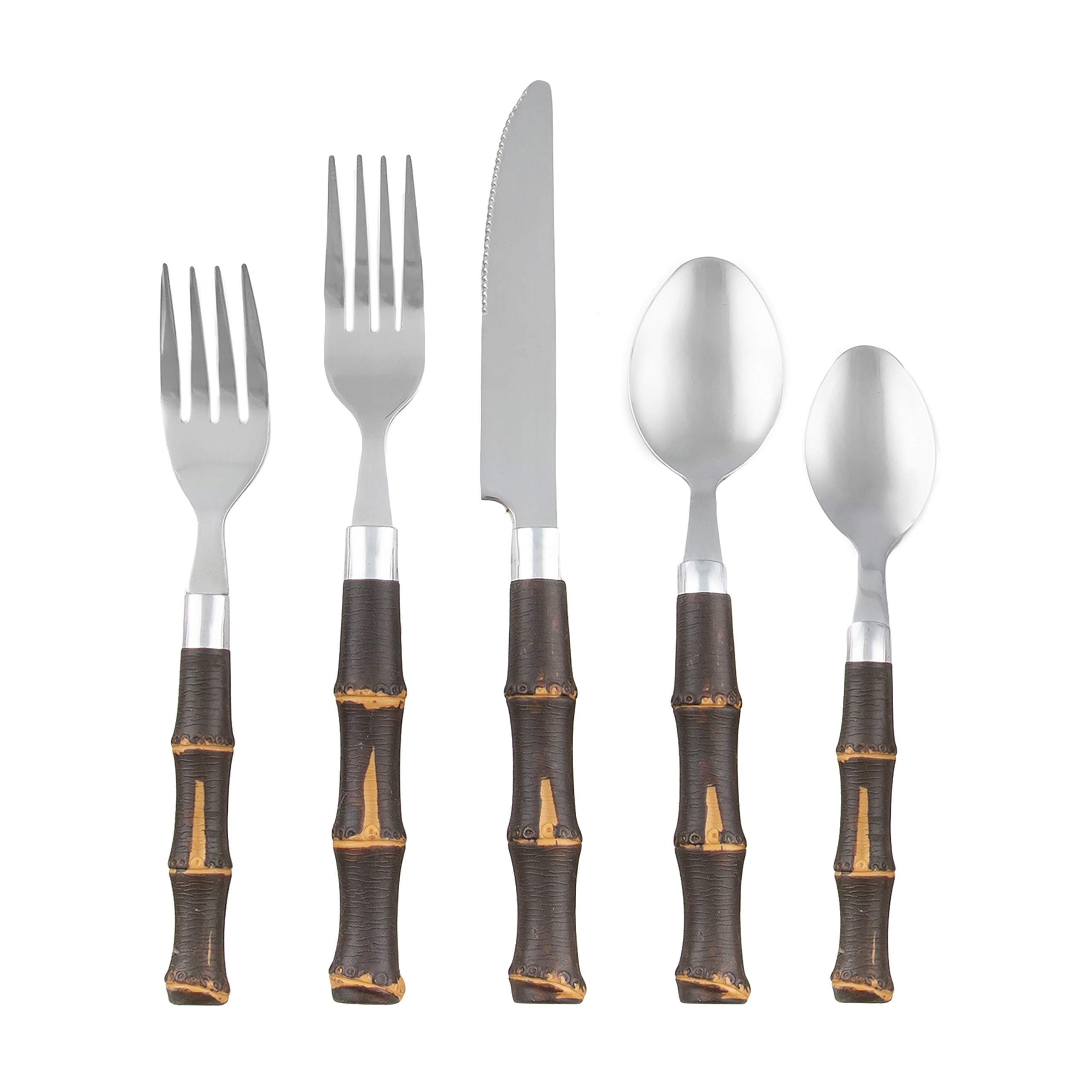 CAMBRIDGE Dark 20-Piece Bamboo-Style Flatware Service