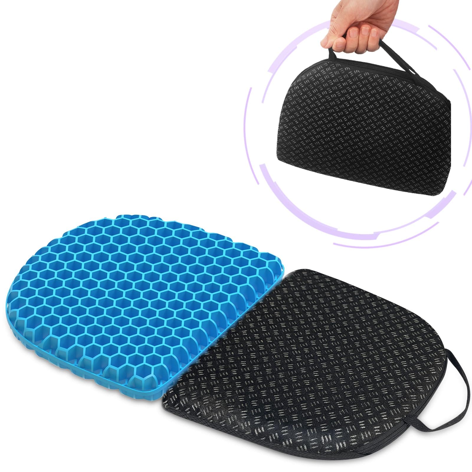 masteymoh Small Foldable Seat Cushion 0.9-Inch Thick, 14 x 9.6 Inches Portable Cooling Gel Seat Cushion for Pressure Relief, Light Seat Cushion for Travel seat Cushion, Foldable for Easier Storage