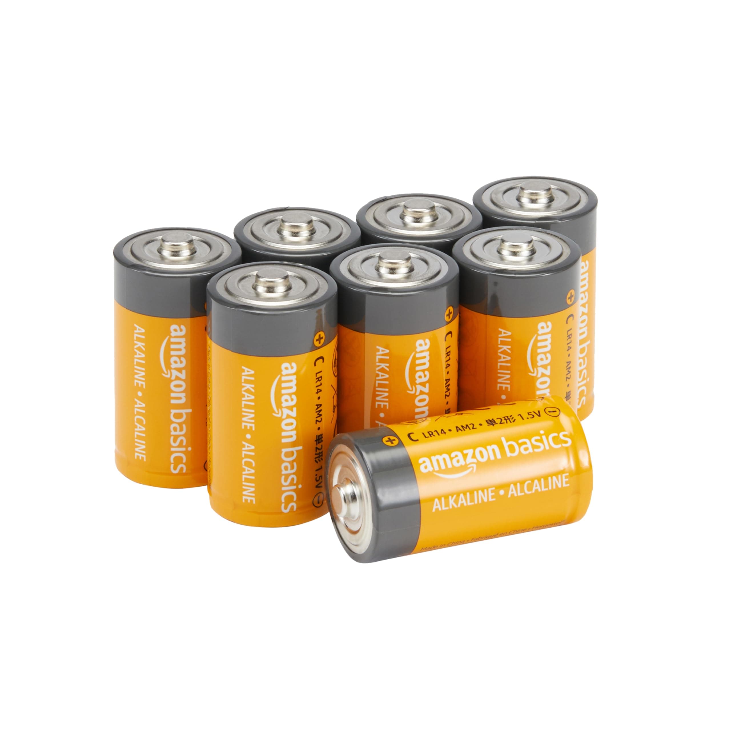 Amazon Basics 8-Pack C Cell All-Purpose Alkaline Batteries, 1.5 Volt, 5-Year Shelf Life