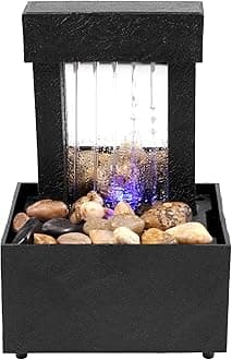 Tabletop Fountain with Light Battery/USB Operated Mini Indoor Water Fountain Feature Zen Meditation Fountain Decor Sound Relaxation Fountain Ornament for Table Office Home Bedroom (Fall)