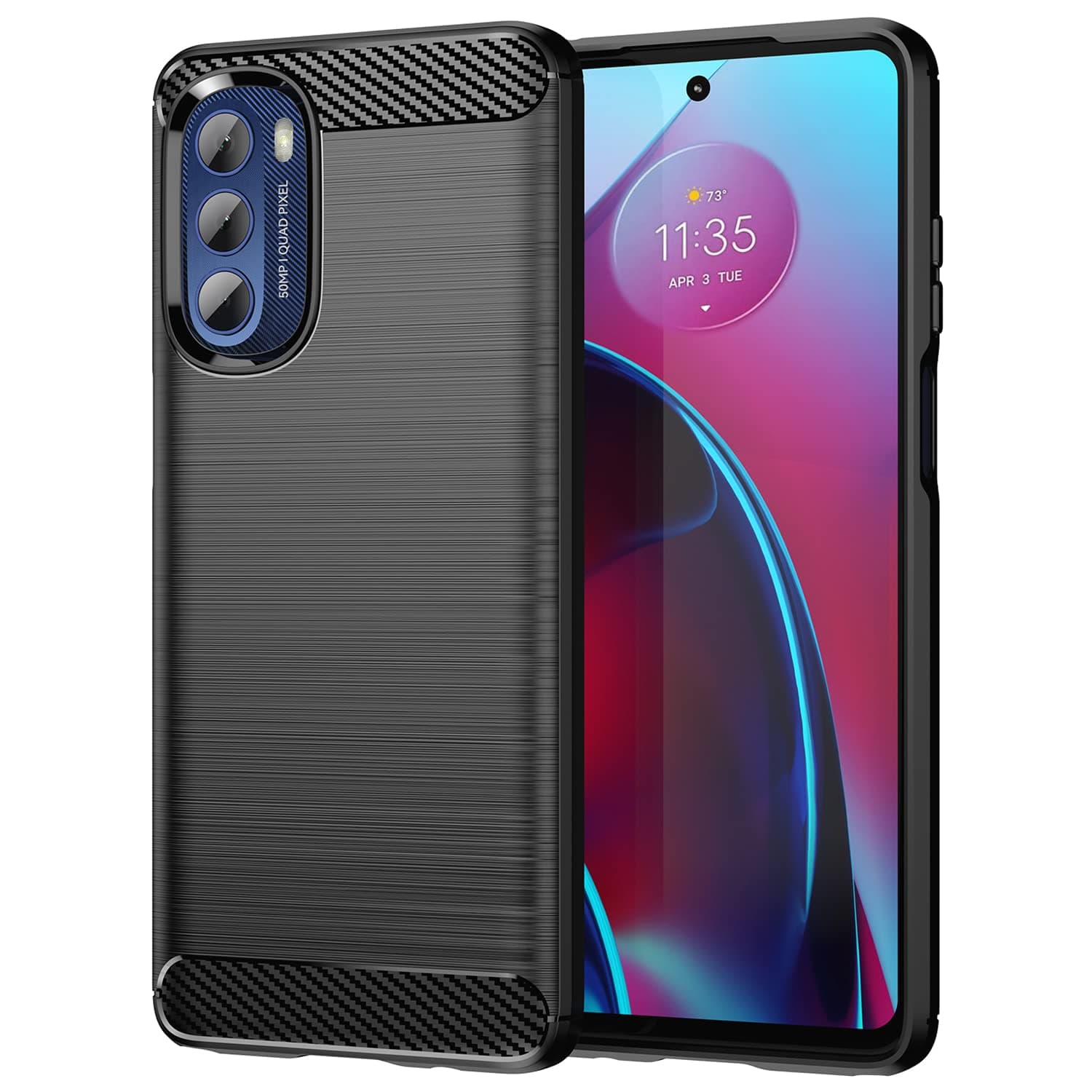 KEEPCAfor Moto G Stylus 5G 2022 Slim case,Thin Soft Silicone Flexible TPU Rubber Carbon Fiber Anti-Scratch Shockproof Protective Cases Cover for Motorola G Stylus 5G 2022,Brushed Black