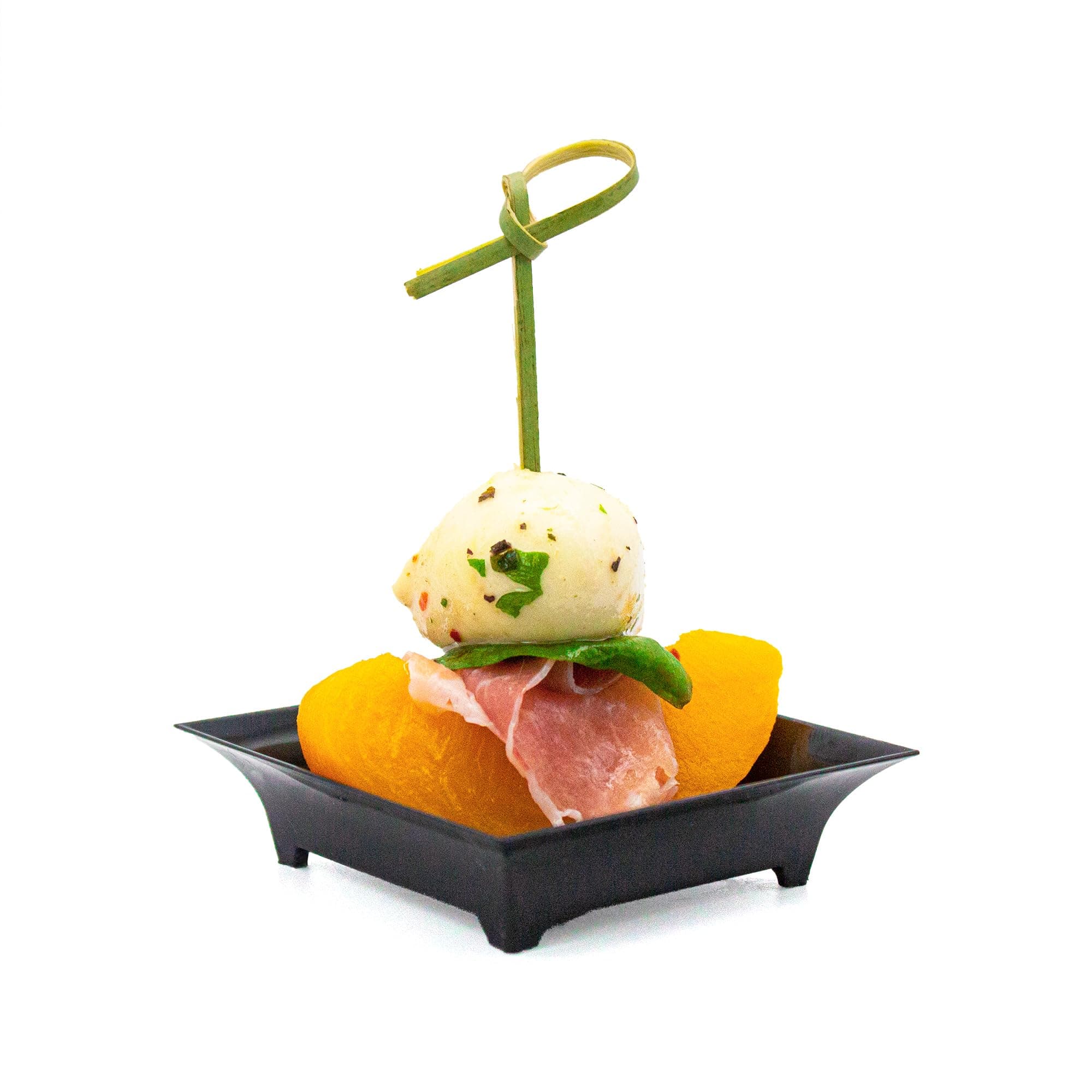 CMJJ Gourmet Inc. 48 Pack Tiny Square Black Plastic Tray Mini Appetizer Plates for Party Mini Serving Tray Small Appetizer Serving Sauce Dish Black Disposable Dessert Plates for Events