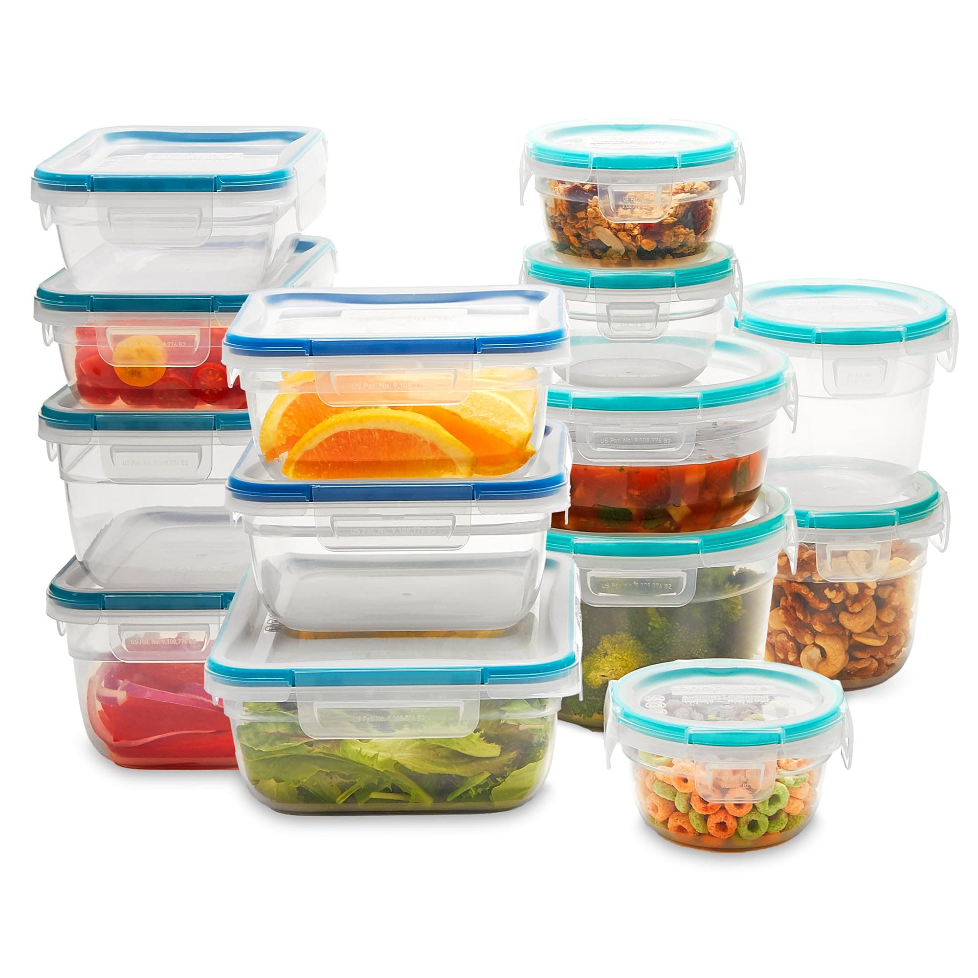 Snapware Total Solutions (14-Pack, Mixed Sizes) Plastic Food Storage Containers Set, Airtight & Leakproof Locking BPA-Free Lids Tupperware, Freezer Dishwasher Microwave Safe