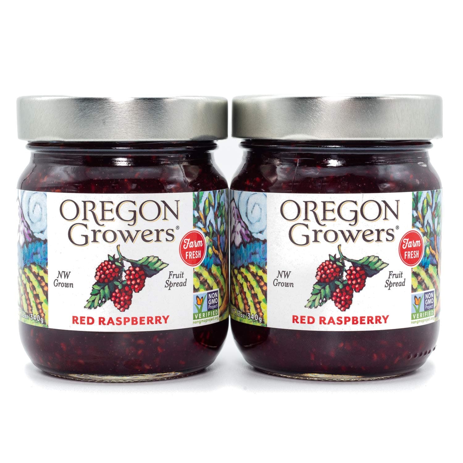 Oregon Growers Red Raspberry Fruit Spread - Organic Raspberry Jam, Organic Raspberries, Raspberry, Red Raspberry Jam Made In Oregon, All Natural Ingredients, Non-GMO - 12 Oz (Pack of 2)