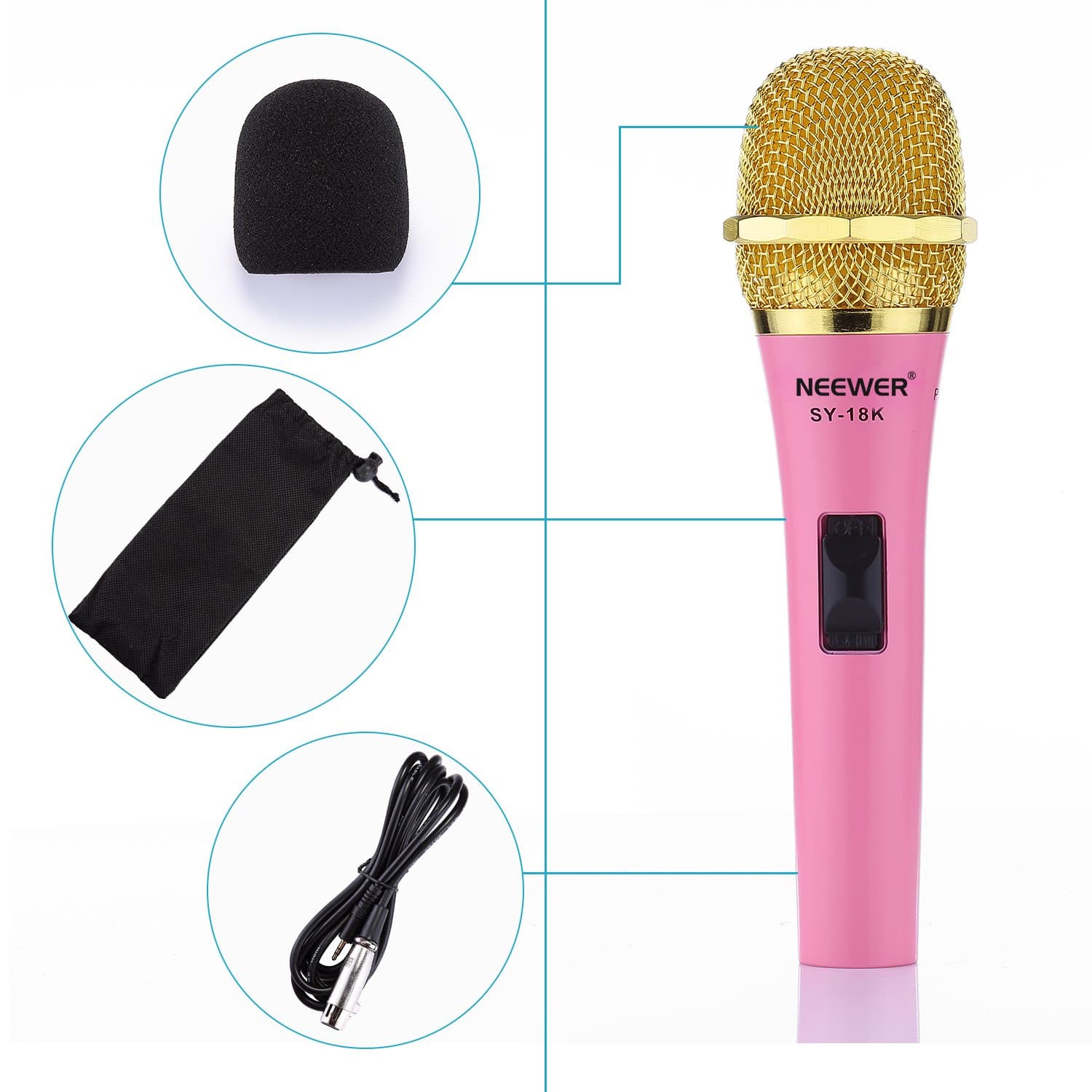 Neewer® Pink Professional Moving Coil Dynamic Handheld Condenser Microphone For PC Recording SY-18K