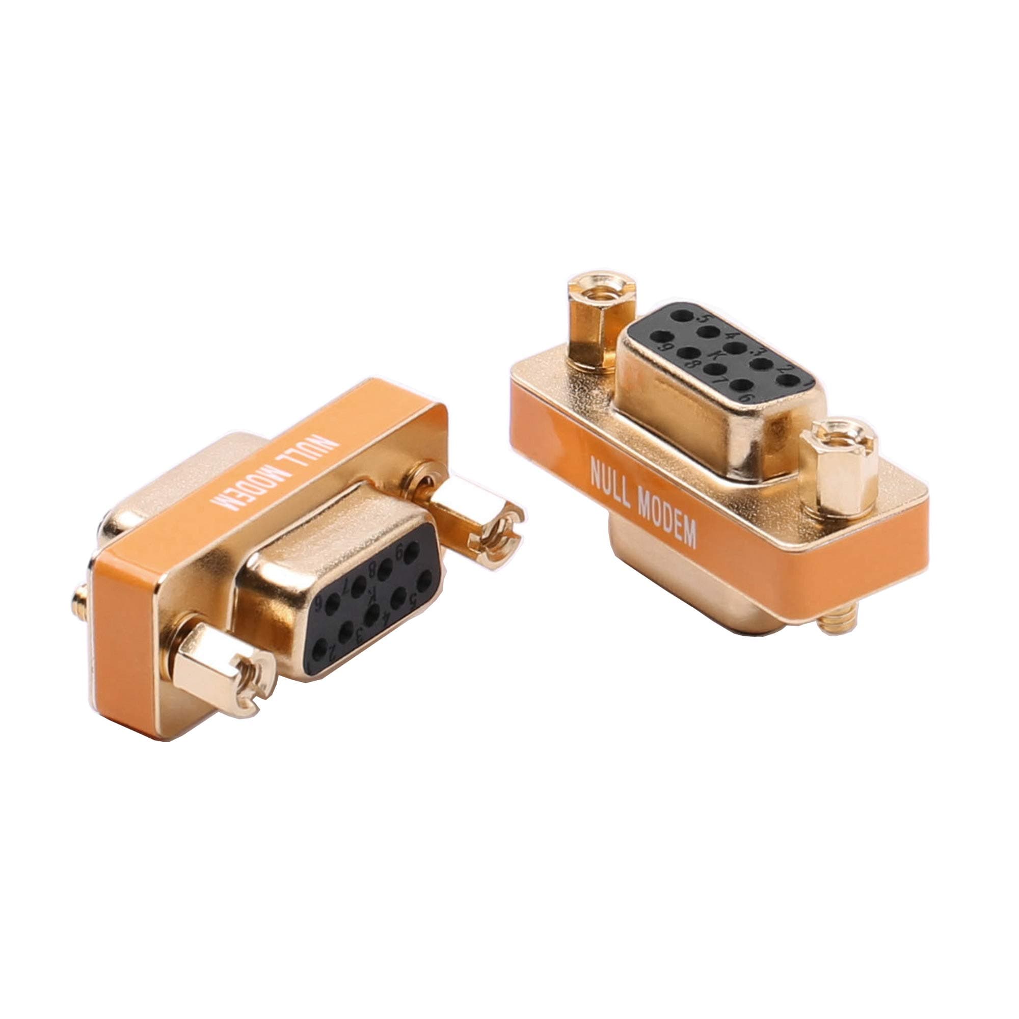 JIACHEN DB9 null modem adapter female to female slimline data transfer serial port adapter gold plated 2 Pack